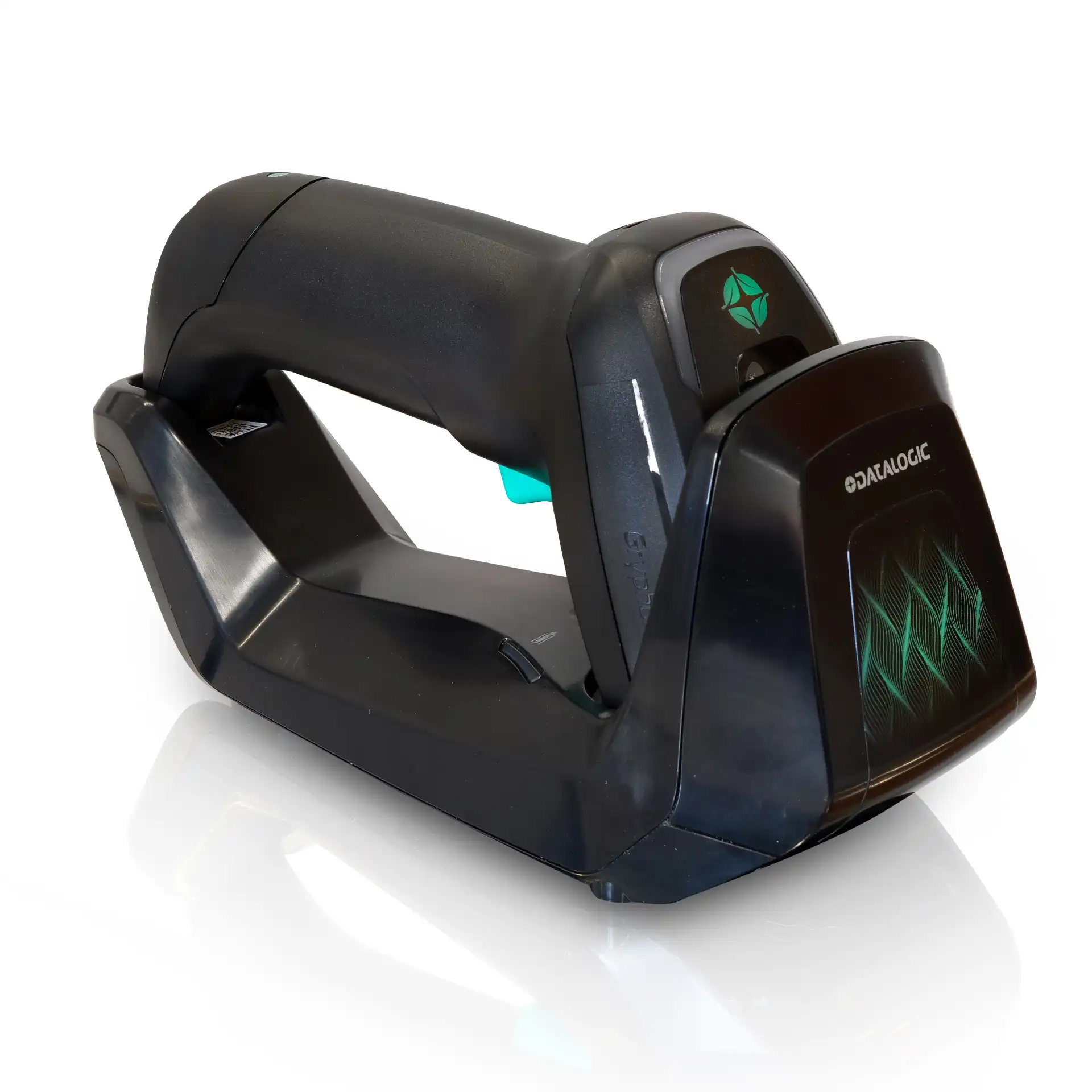 Barcode Scanner Datalogic Gryphon GBT4600 GM4600 – Lade- und Übertragungsstation schräg oben links, Mulde für Scanner, Status-LEDs und Tasten