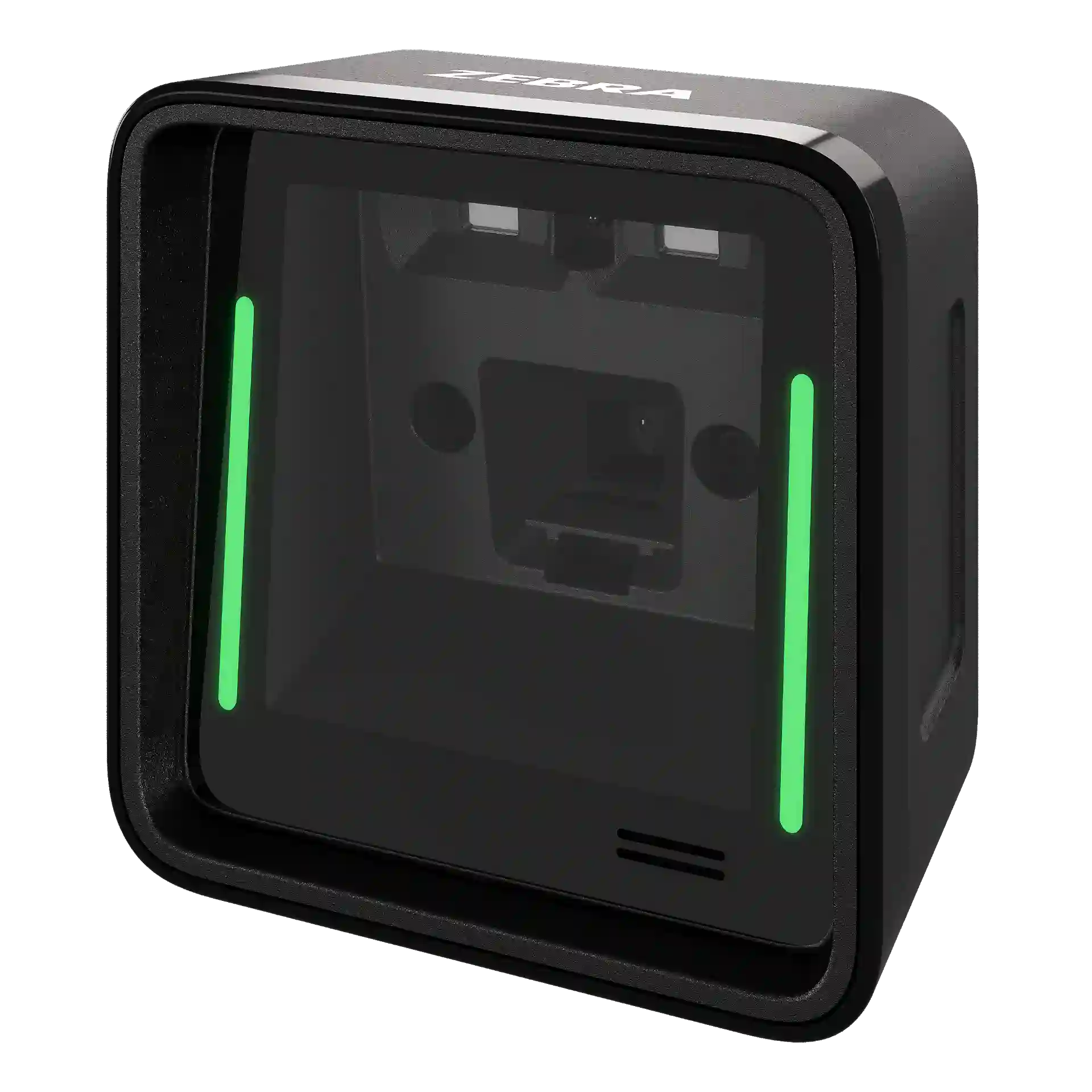 Barcode Scanner Zebra SP20 – Front rechts mit grün leuchtenden LEDs und sichtbaren Sensoren