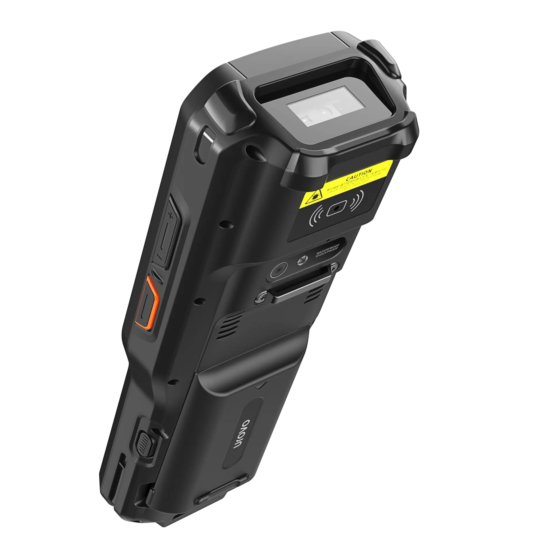 Rückansicht des Urovo RT40S MDE Geräts mit integriertem Barcode-Scanner und robustem Gehäuse