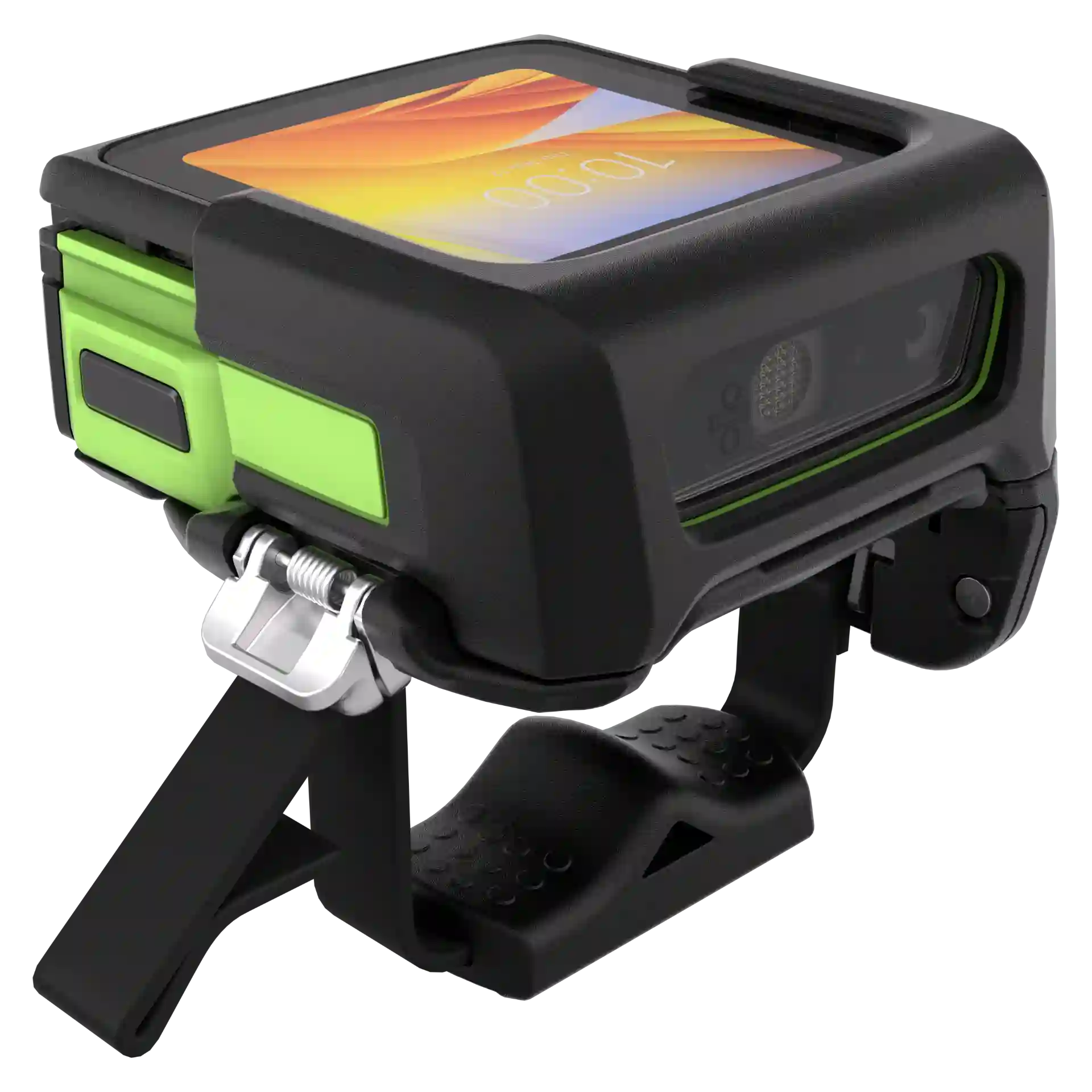 Wearable Zebra WS50-WS501 mit Finger-Halterung – linke Frontansicht mit Display