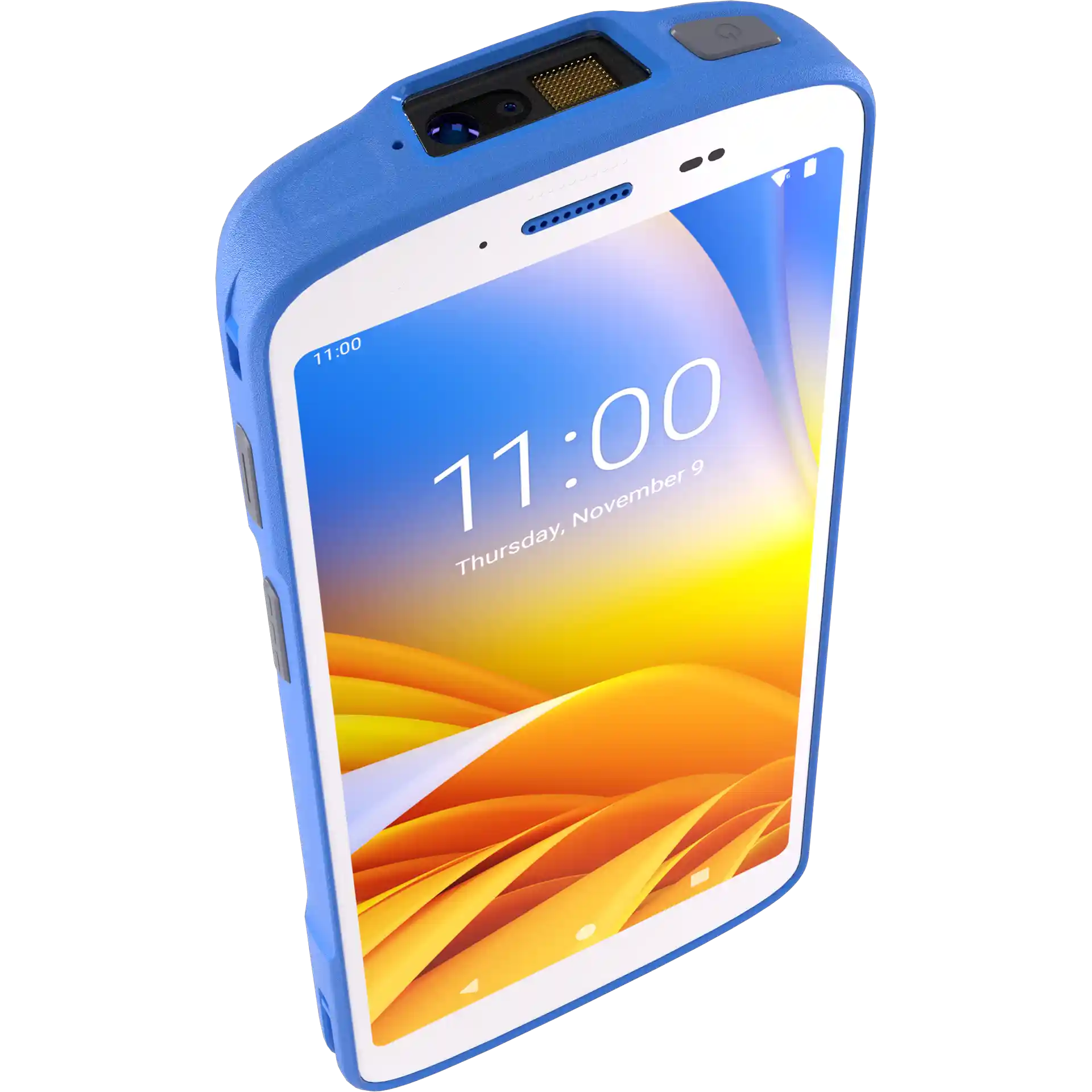 Zebra HC20/HC25 MDE Gerät, Display aktiv, Scanmodul, Kamera und Tasten links oben ersichtlich.