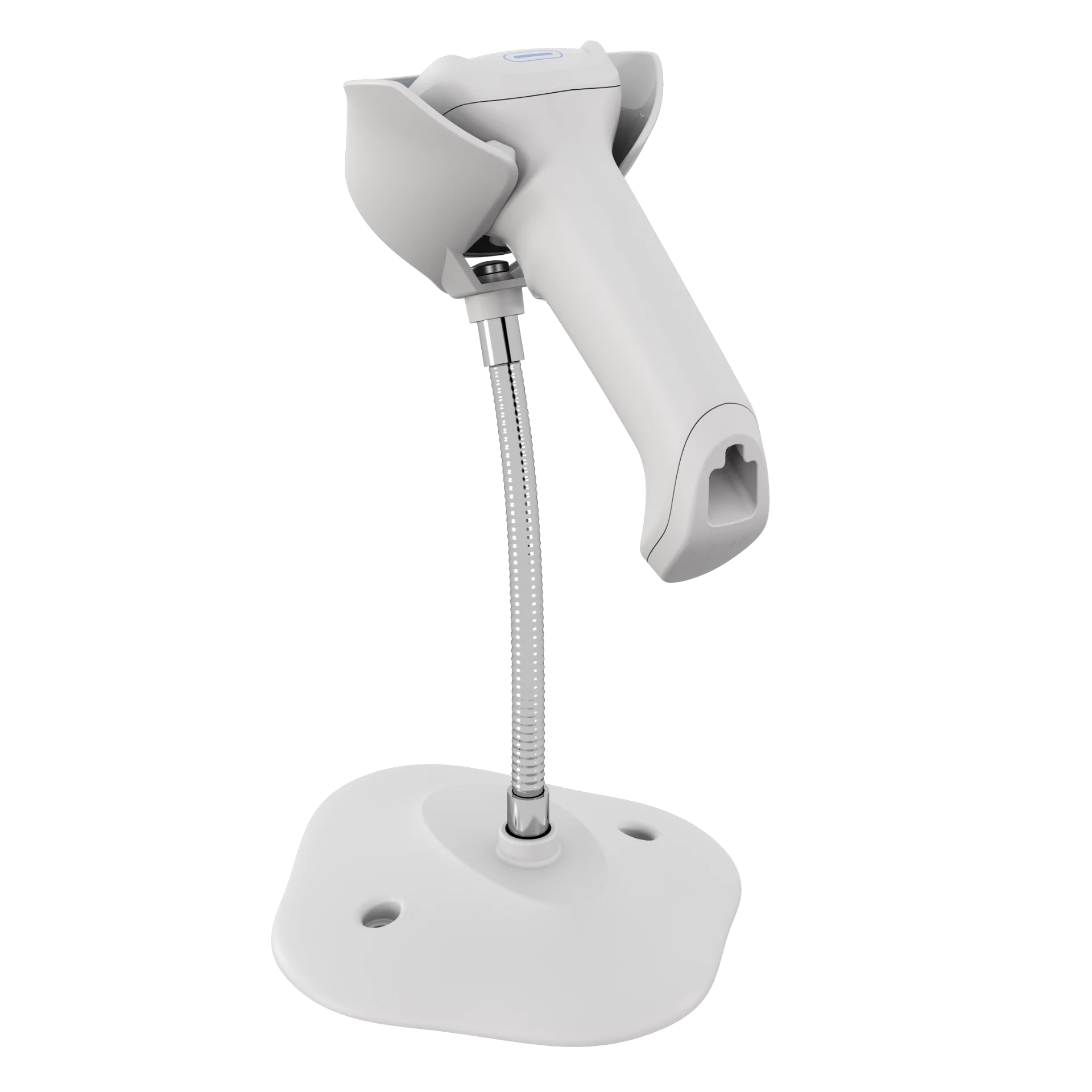 Barcode Scanner Zebra DS8208-HC in Rückansicht links im Schwanenhals-Intellistand