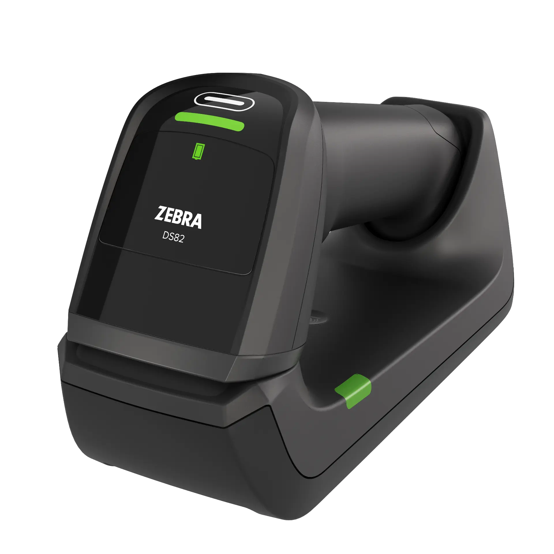 Barcode Scanner Zebra DS8288 in Standard-Cradle – Front seitlich rechts mit LED und Dock