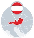 Österreich Flagge mit Karte