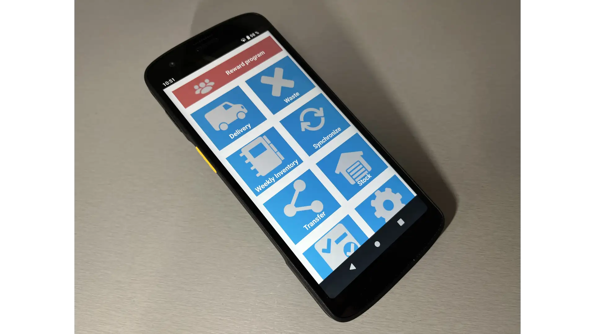 Anwenderbericht New Vision Coffee - MDE-Gerät Zebra TC27 mit individueller App - Hauptmenue