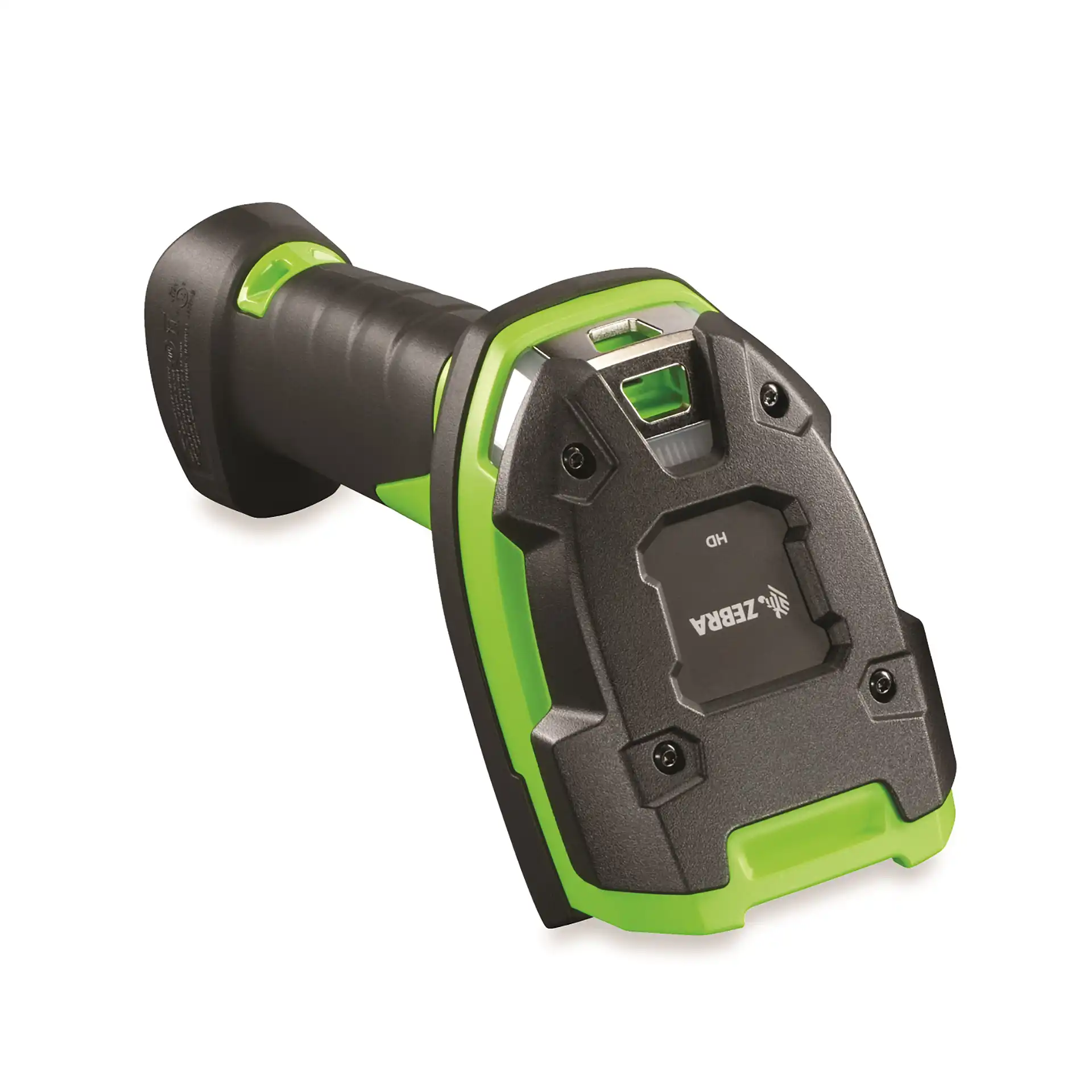 Zebra DS3608 Barcode Scanner, seitlich von oben, Zebra-Logo sichtbar, robustes Gehäuse