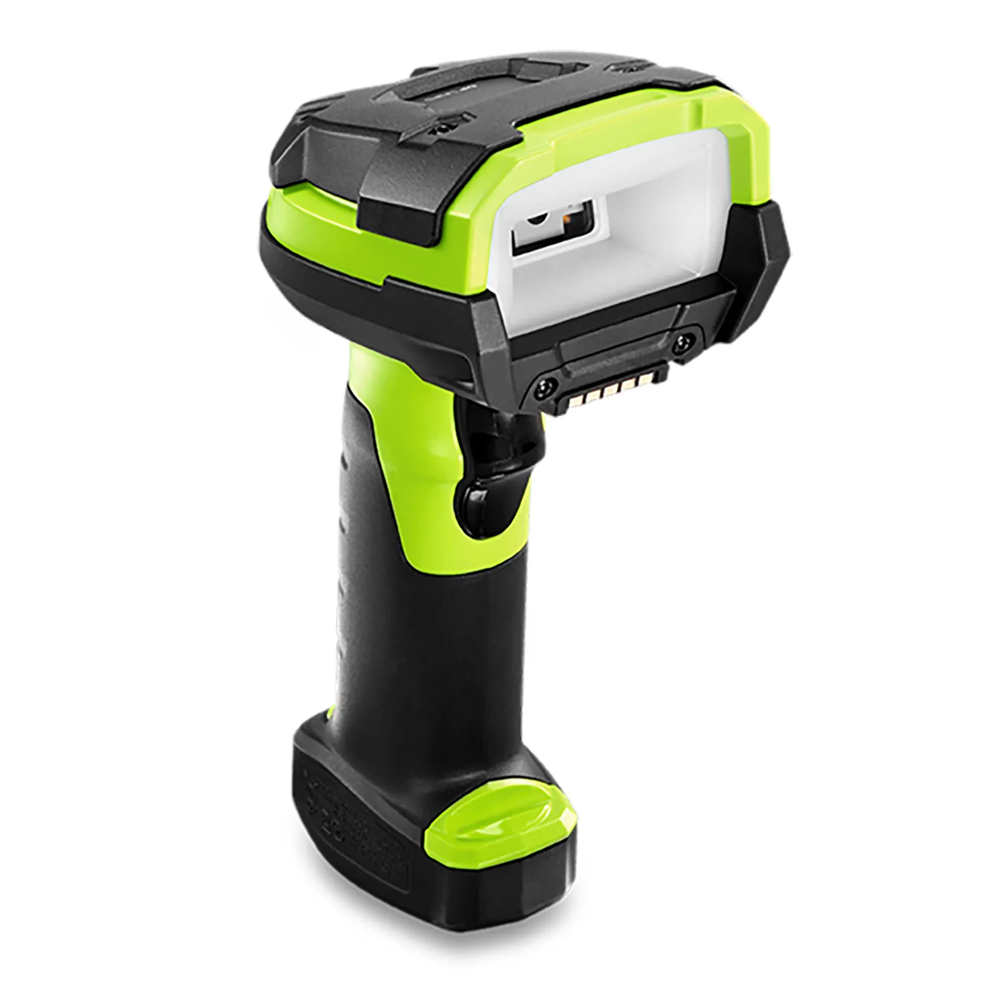 Zebra DS3608-DP Barcode Scanner, seitliche Frontansicht mit Scanfenster und Auslösetaste