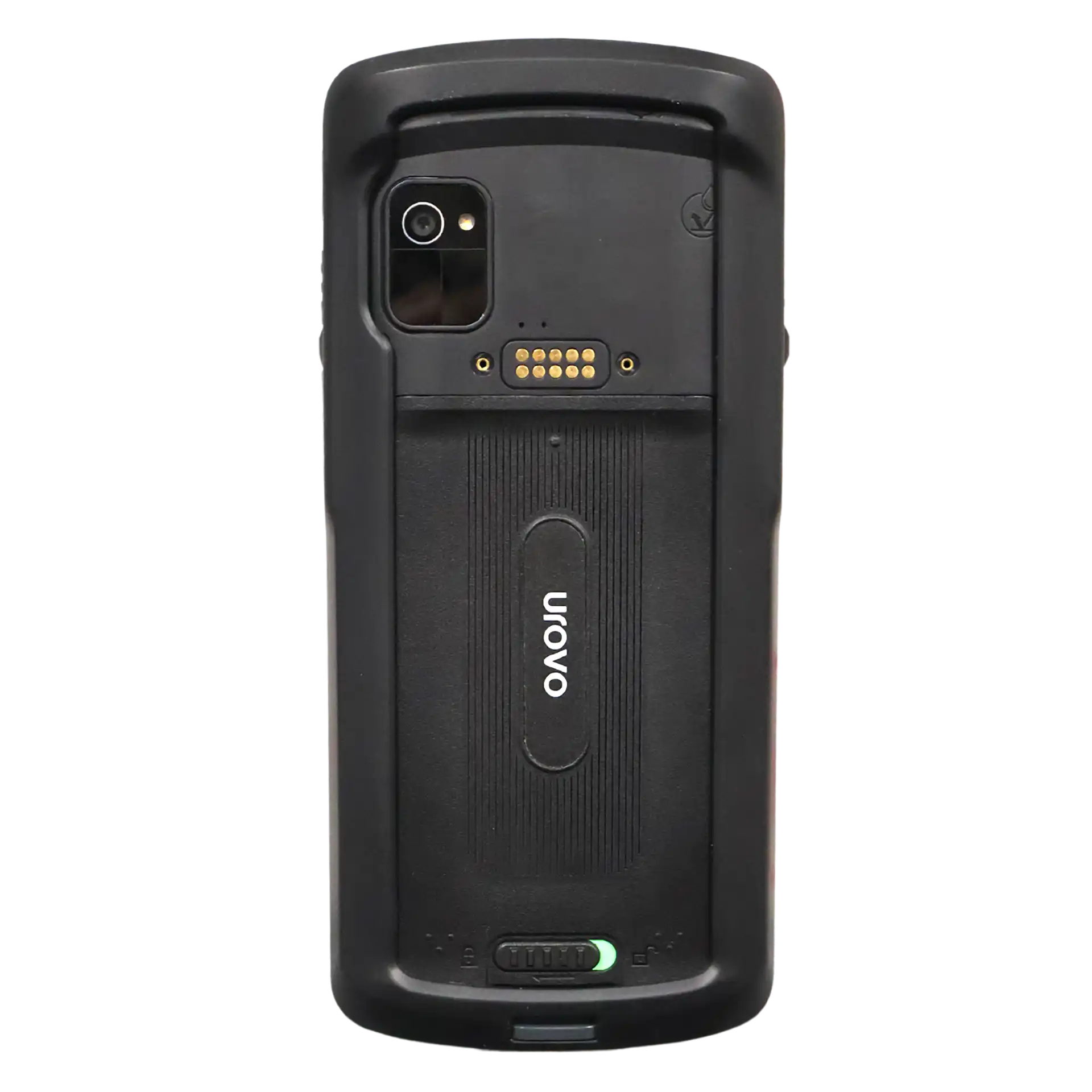 Rückseite des MDE Geräts Urovo DT66 mit Kamera und Schutzhülle
