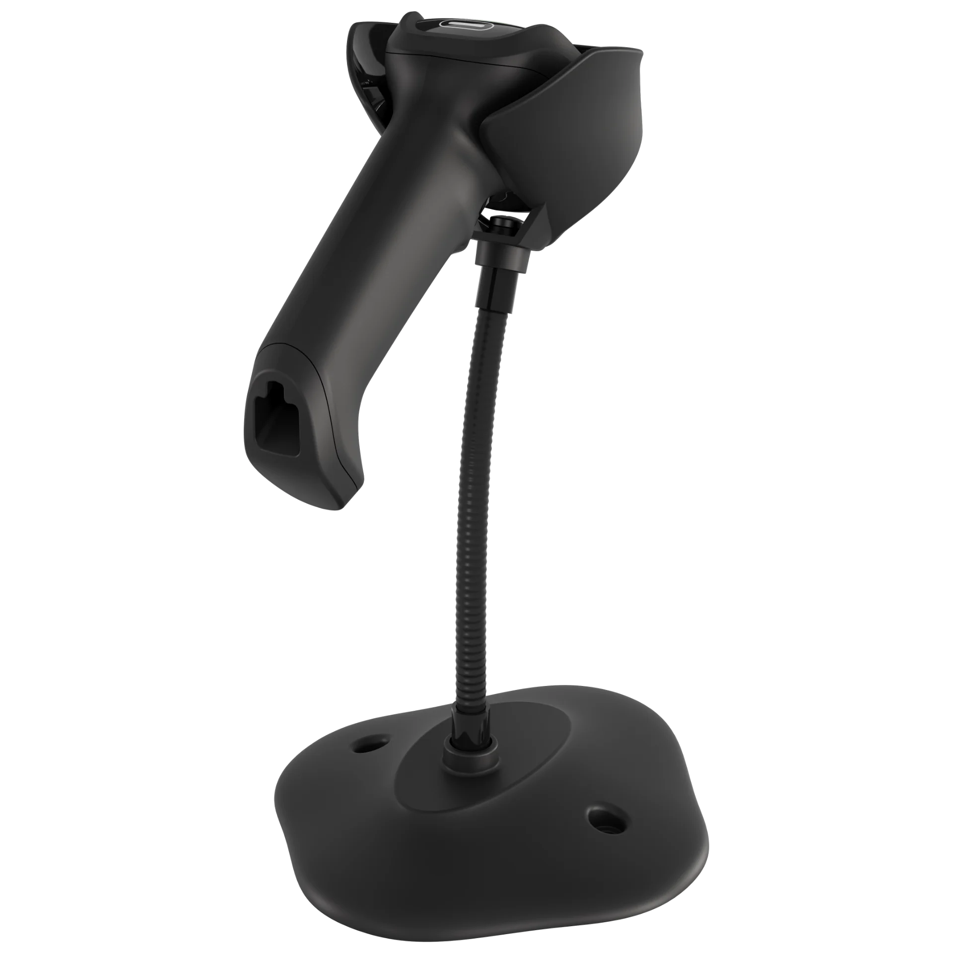 Zebra DS8208 im Intellistand mit Schwanenhals in Rückansicht seitlich rechts