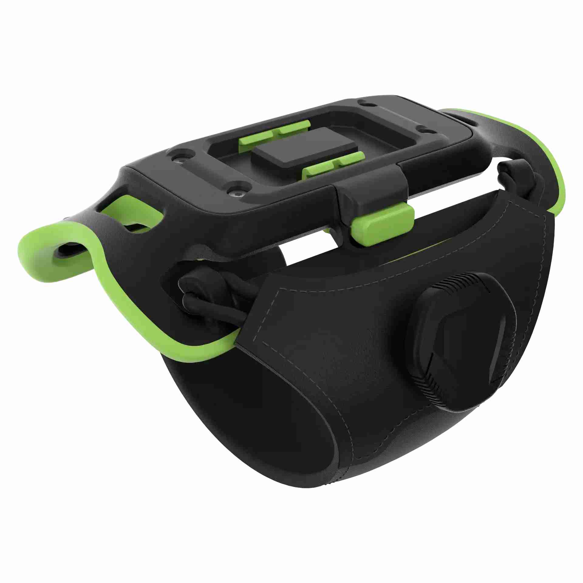 Wearable Zebra WT5400 und WT6400 Zubehör – Halterung aus Schrägansicht mit Schlaufe, Riemenknopf und Befestigungsplatte