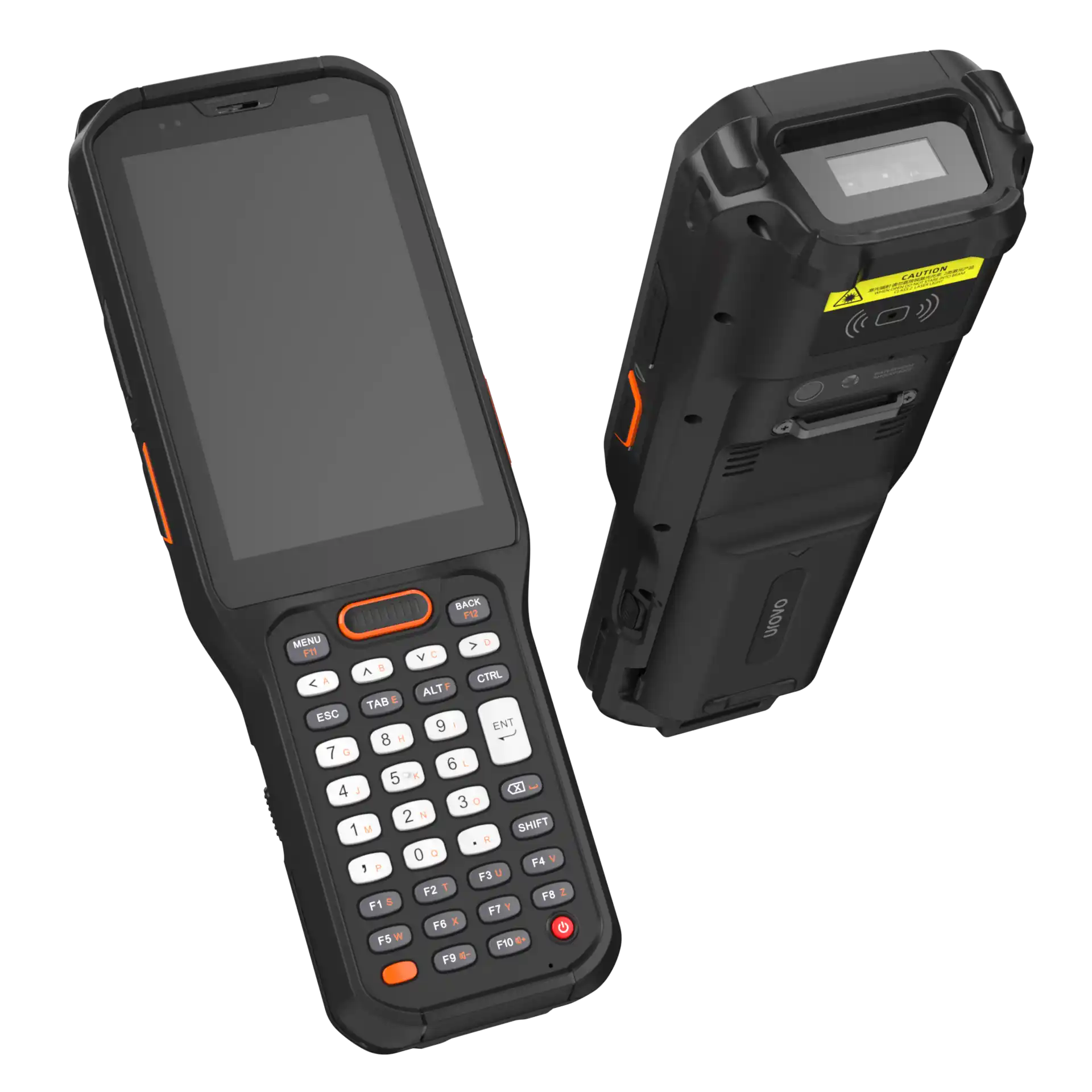 Urovo RT40S MDE Gerät von vorne und hinten mit Display, Tastatur und Barcode-Scanner