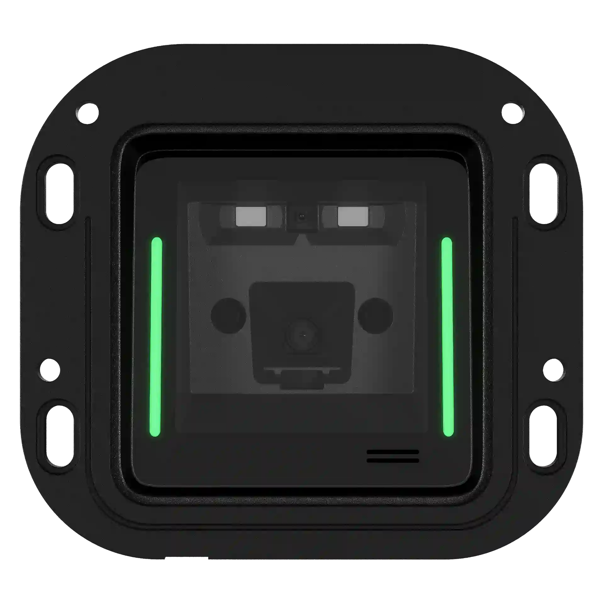 Barcode Scanner Zebra SP20 mit Flanschhalterung – Frontansicht mit LED-Streifen und Sensoren