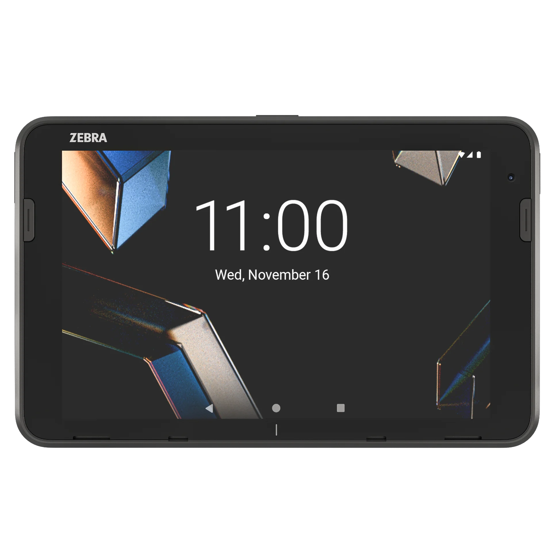 Tablet Zebra ET401 – gerade Front mit aktivem 8-Zoll-Display, Frontkamera