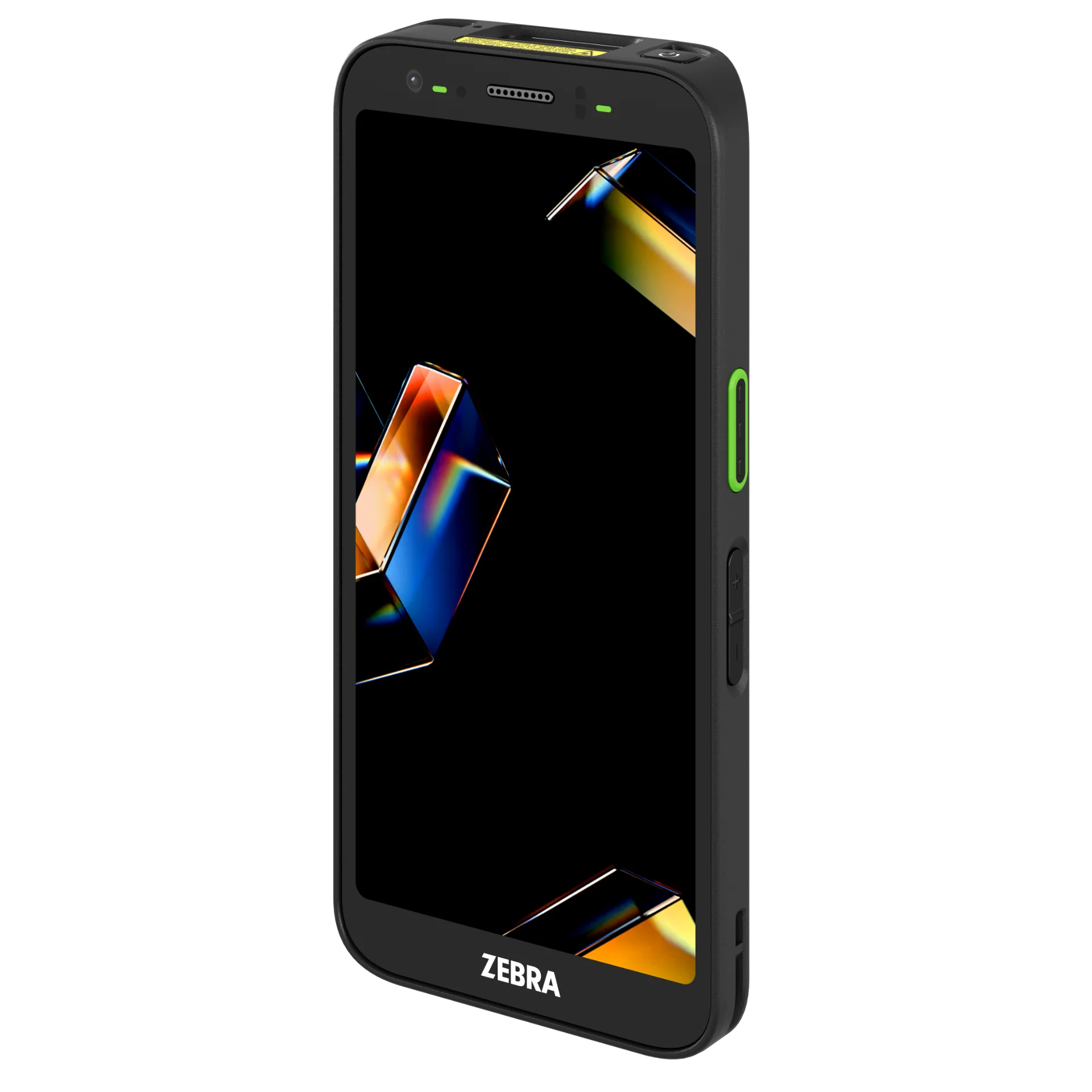 MDE-Gerät Zebra TC501 – Schräge rechte Frontansicht mit Display, Tasten und Sensoren