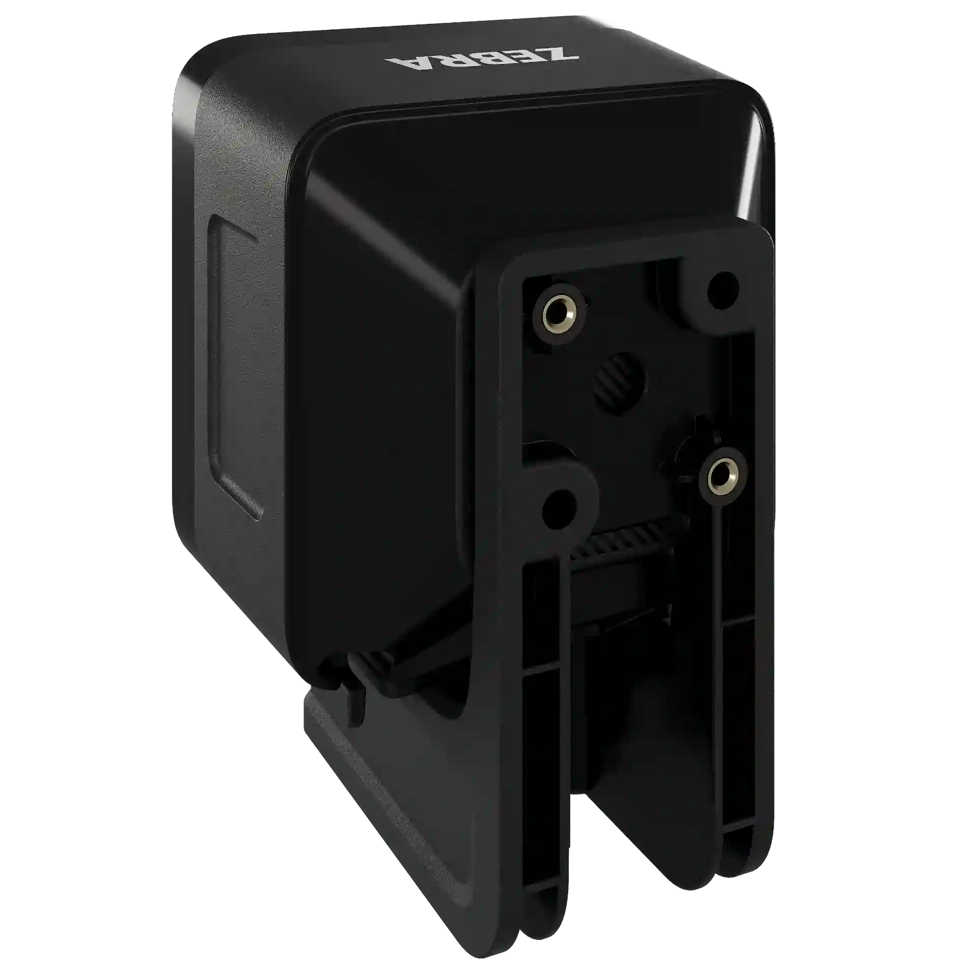 Barcode Scanner Zebra SP20 mit L-Halterung – linke Rückseite mit Befestigungshalterung