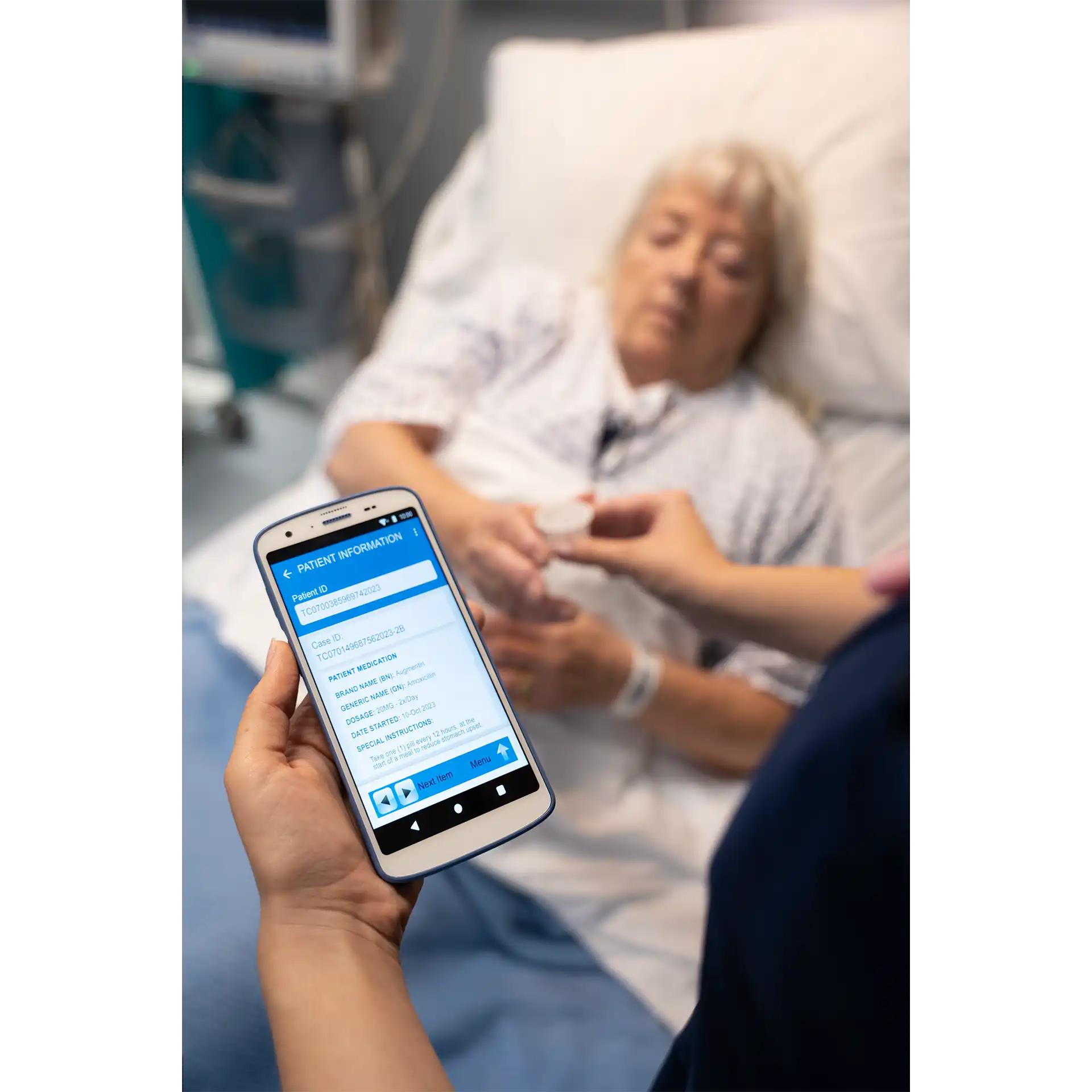 Zebra HC20/HC25/HC50/HC55 MDE Gerät, Display eingeschaltet, Nahaufnahme.