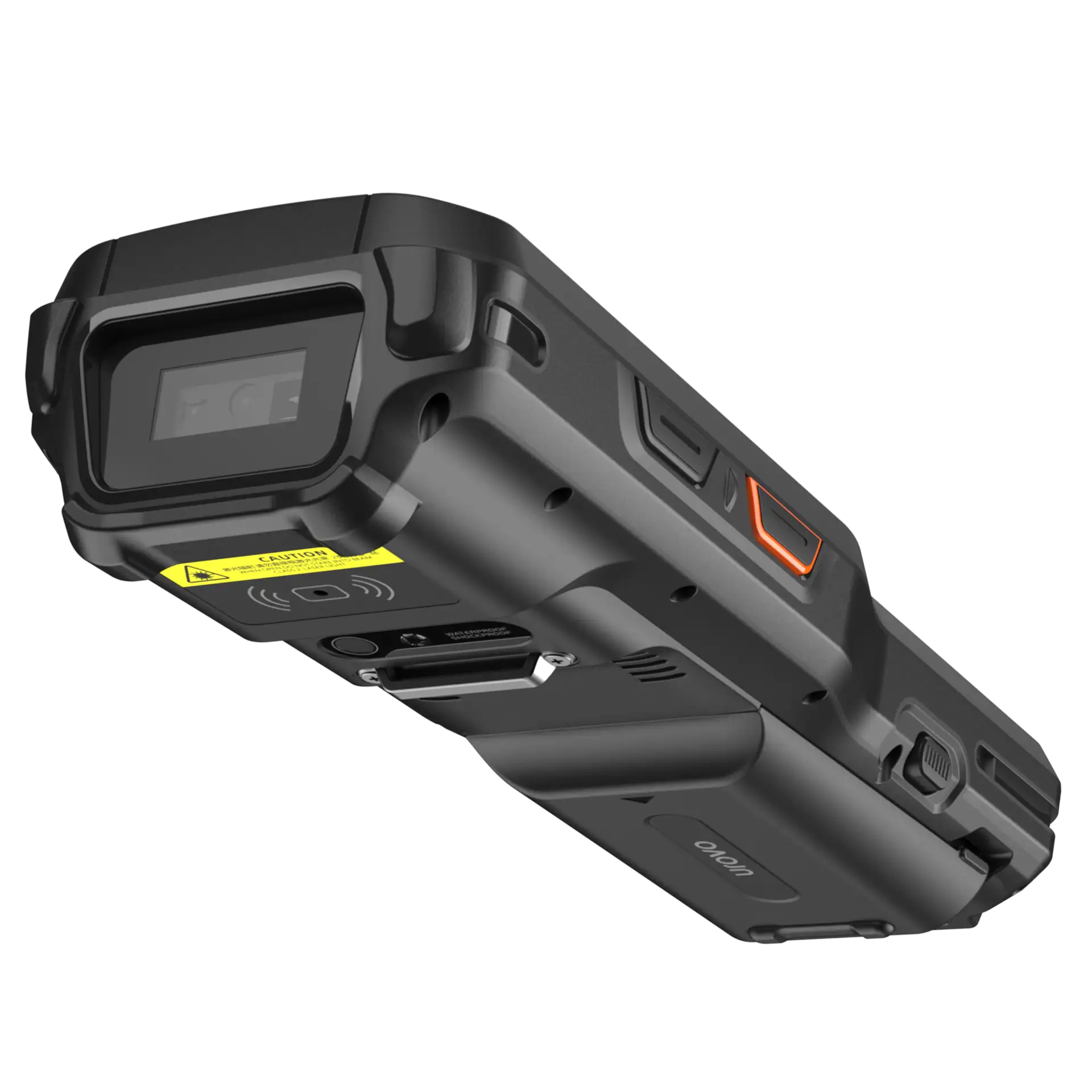 Seitenansicht des Urovo RT40S MDE Geräts mit Barcode-Scanner und ergonomischem Design