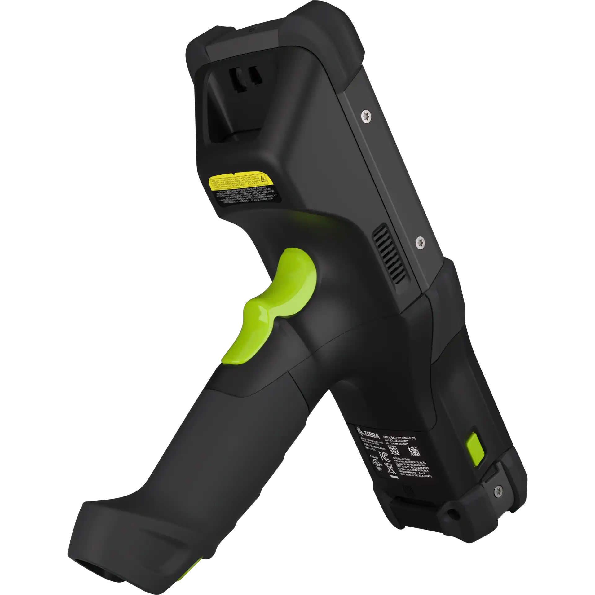 MDE-Gerät Zebra MC9400/MC9450 – Rückseite unten rechts mit Pistolengriff, Trigger, Sensoröffnungen und Gehäusedetails