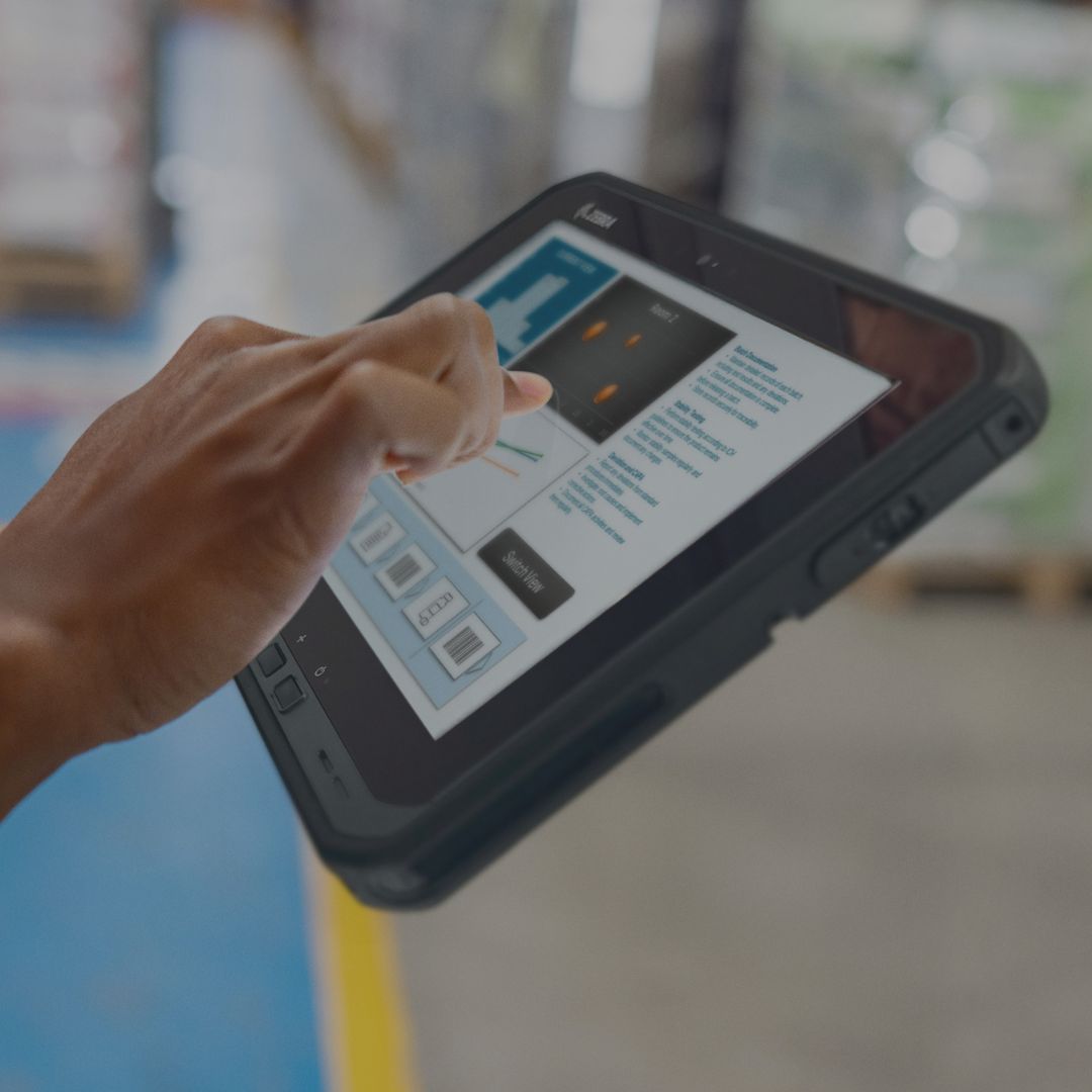 Ein Tablet auf dem eine Software läuft