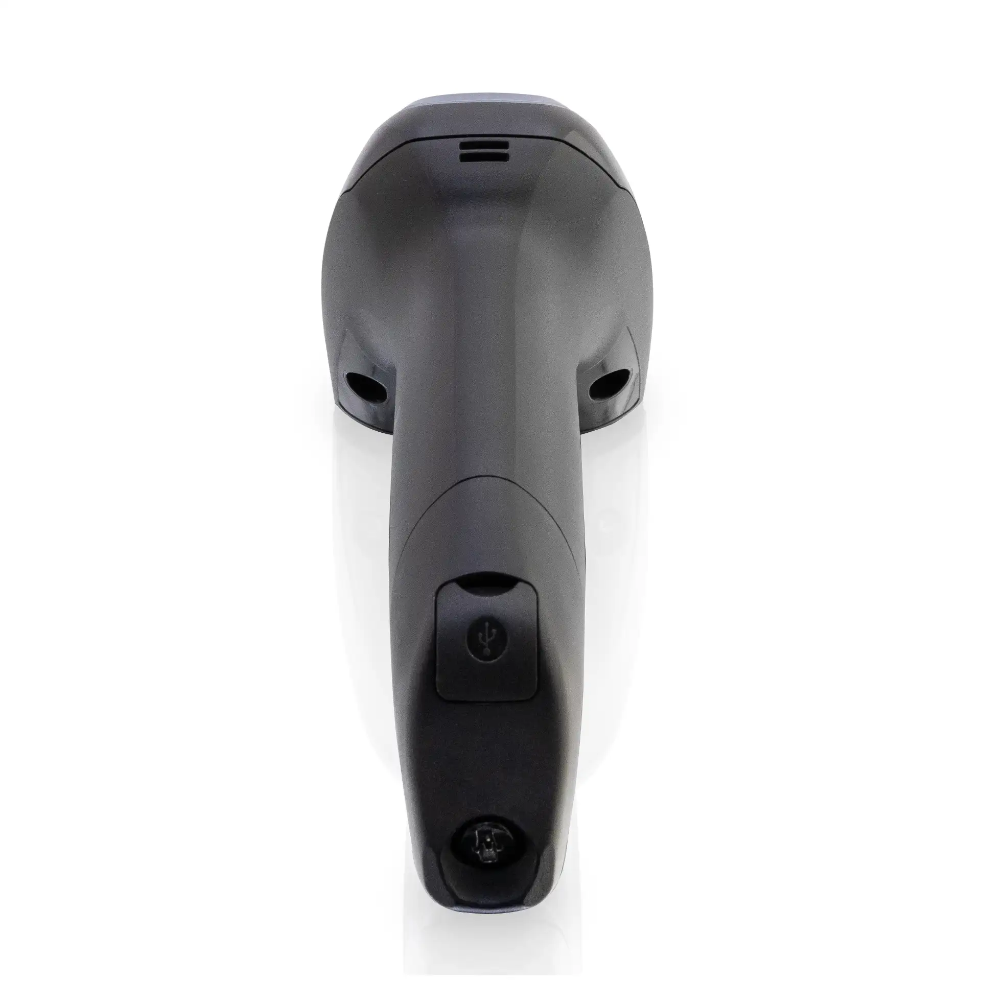 Barcode Scanner Datalogic Gryphon GBT4600 GM4600 – Rückansicht von unten, Griffende mit USB-Symbol und Anschluss