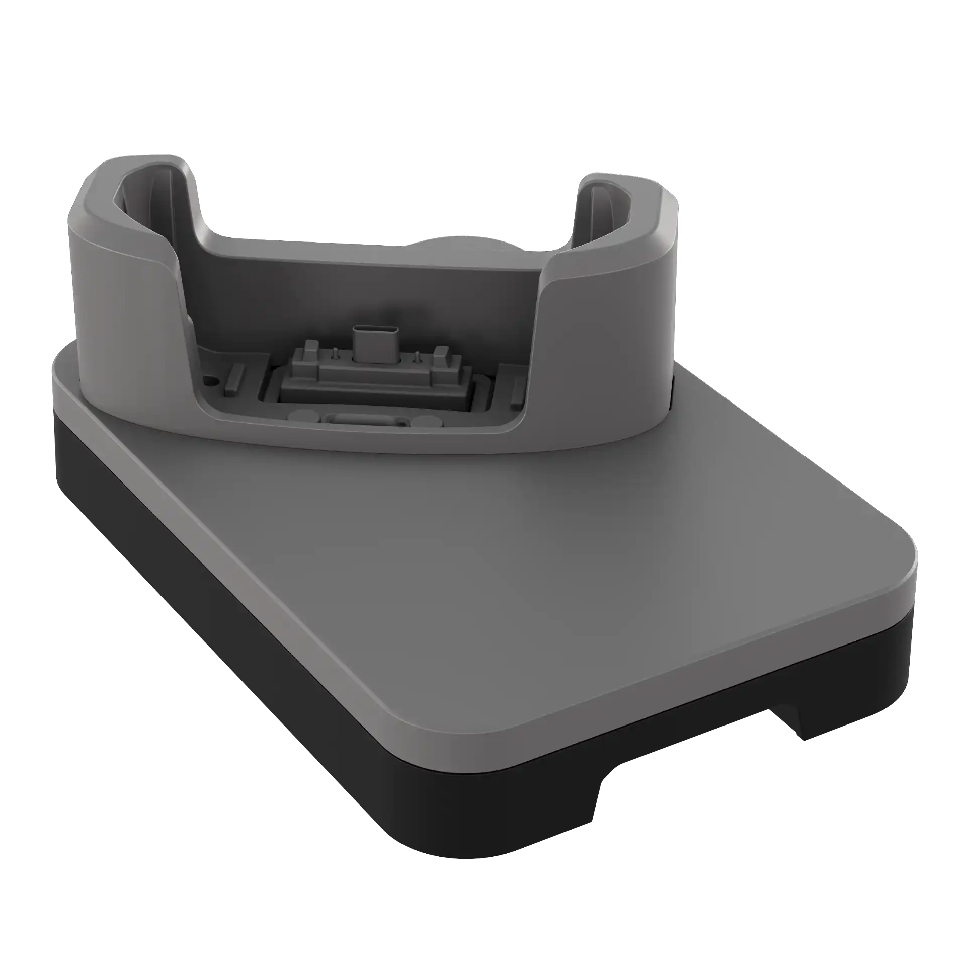 MDE-Gerät Zebra TC701 – Ladestation schräg hinten links mit Ladepins und erhöhter Halterung