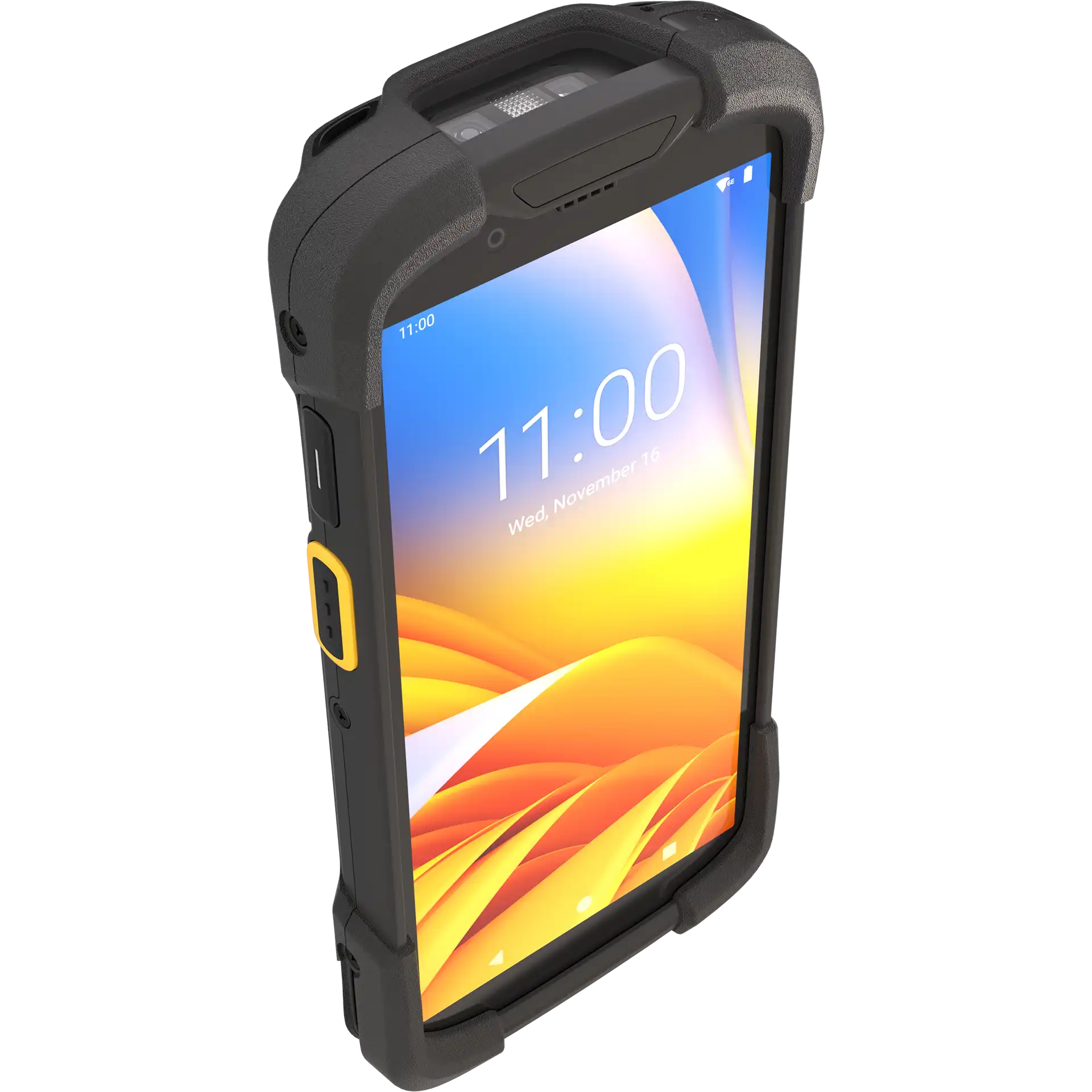 Zebra TC73/78 SE4770 MDE Gerät, schräge Frontansicht oben links, Display an, Tasten sichtbar.