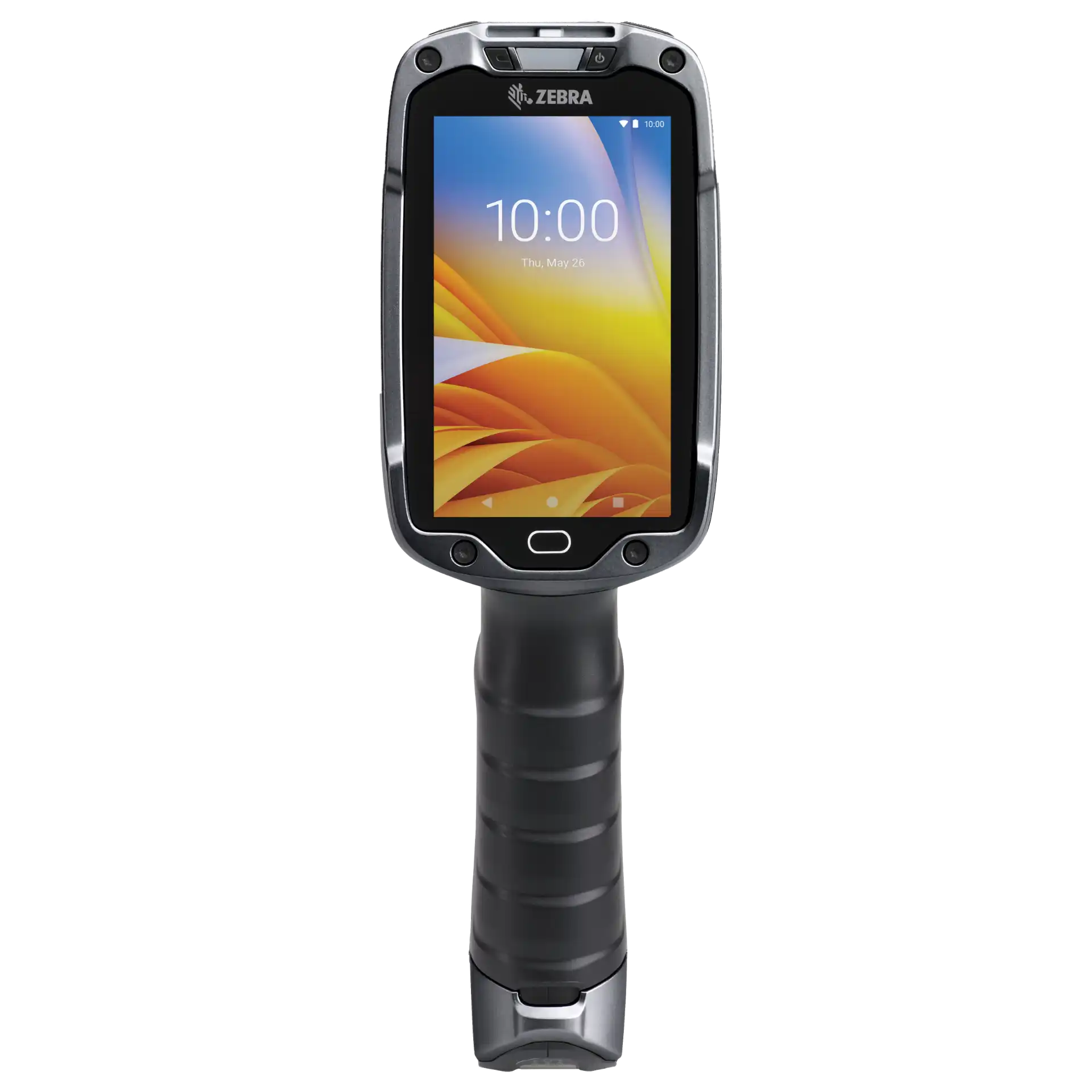 MDE-Gerät Zebra TC8300 – Frontfoto mit eingeschaltetem Display, Tasten und Sensorsystem