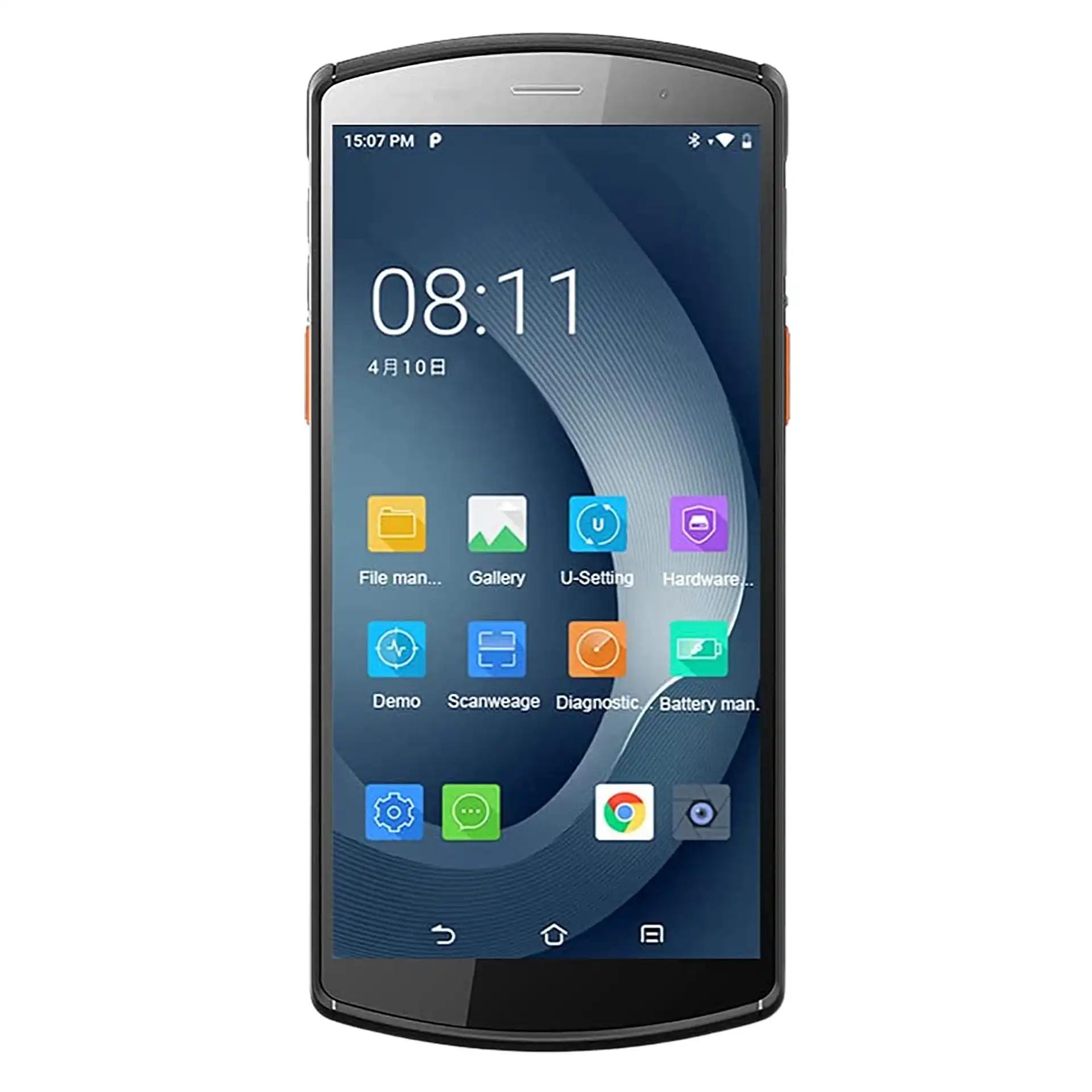Urovo DT50S Frontansicht mit eingeschaltetem Display und Homescreen mit Apps