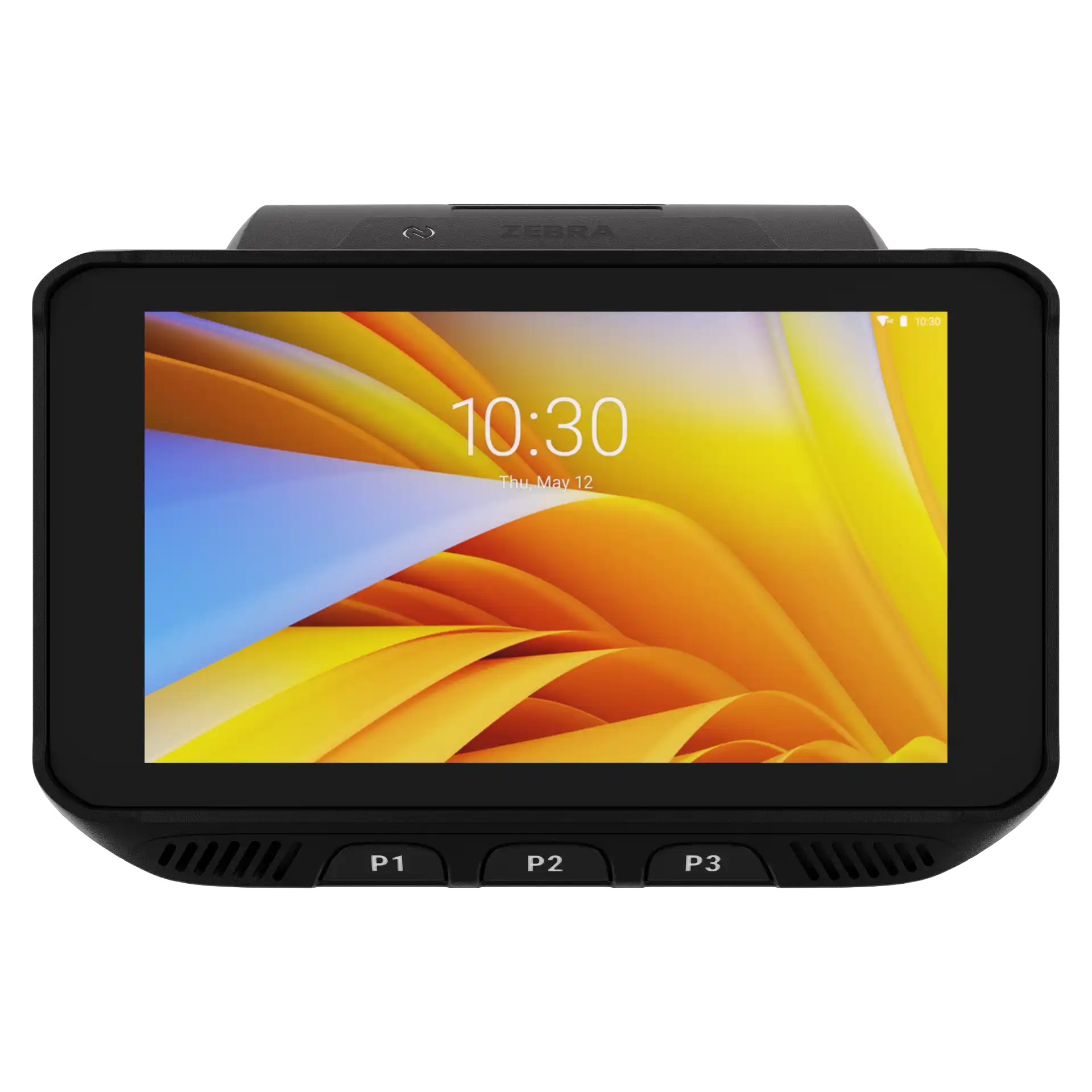 Wearable Zebra WT5400 – Frontansicht mit Display an sowie P1–P3‑Tasten unten