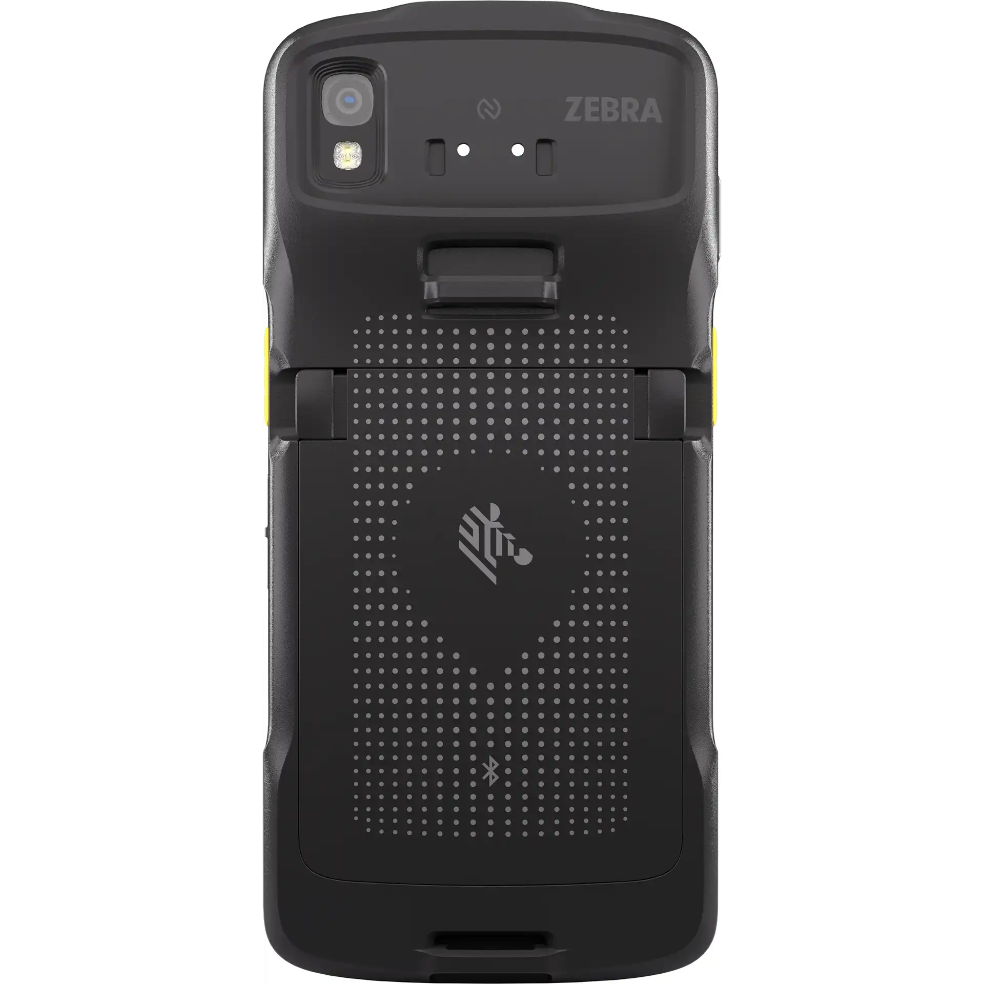 Zebra TC22/TC27 MDE Gerät, Rückansicht, Kamera, LED, Zebra-Logo und Anschlüsse auf der Rückseite.