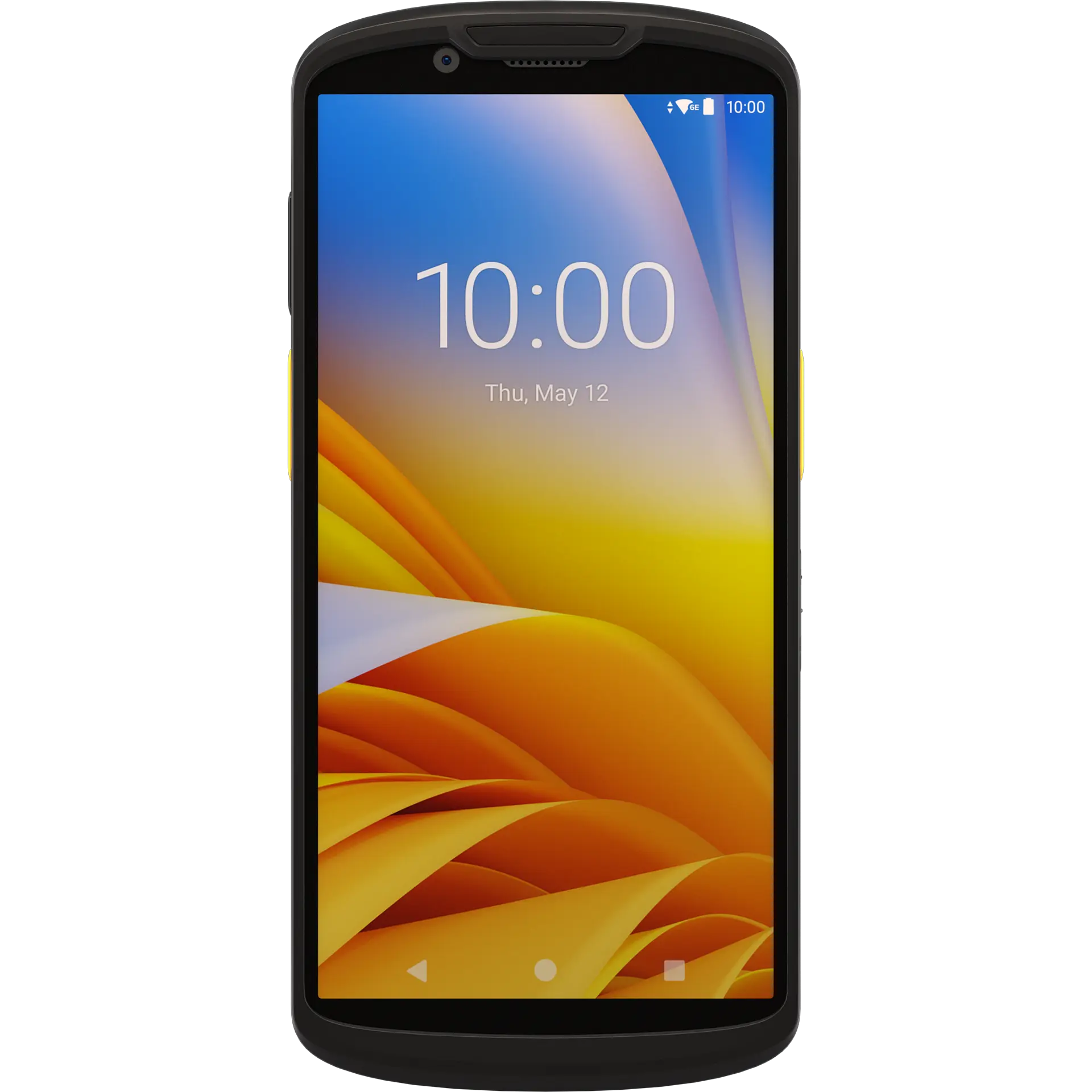 Zebra TC53/TC58 MDE Gerät, Display eingeschaltet, zentrale Frontansicht, Sensoren und Tasten oben.