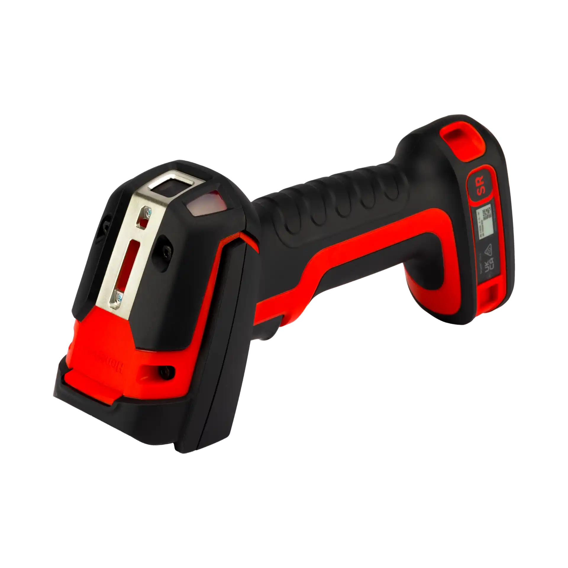 Barcode-Scanner Honeywell Granit Ultra 2105i SR – liegend aus links-oben, Abdeckung, Trigger und Griffprofil.