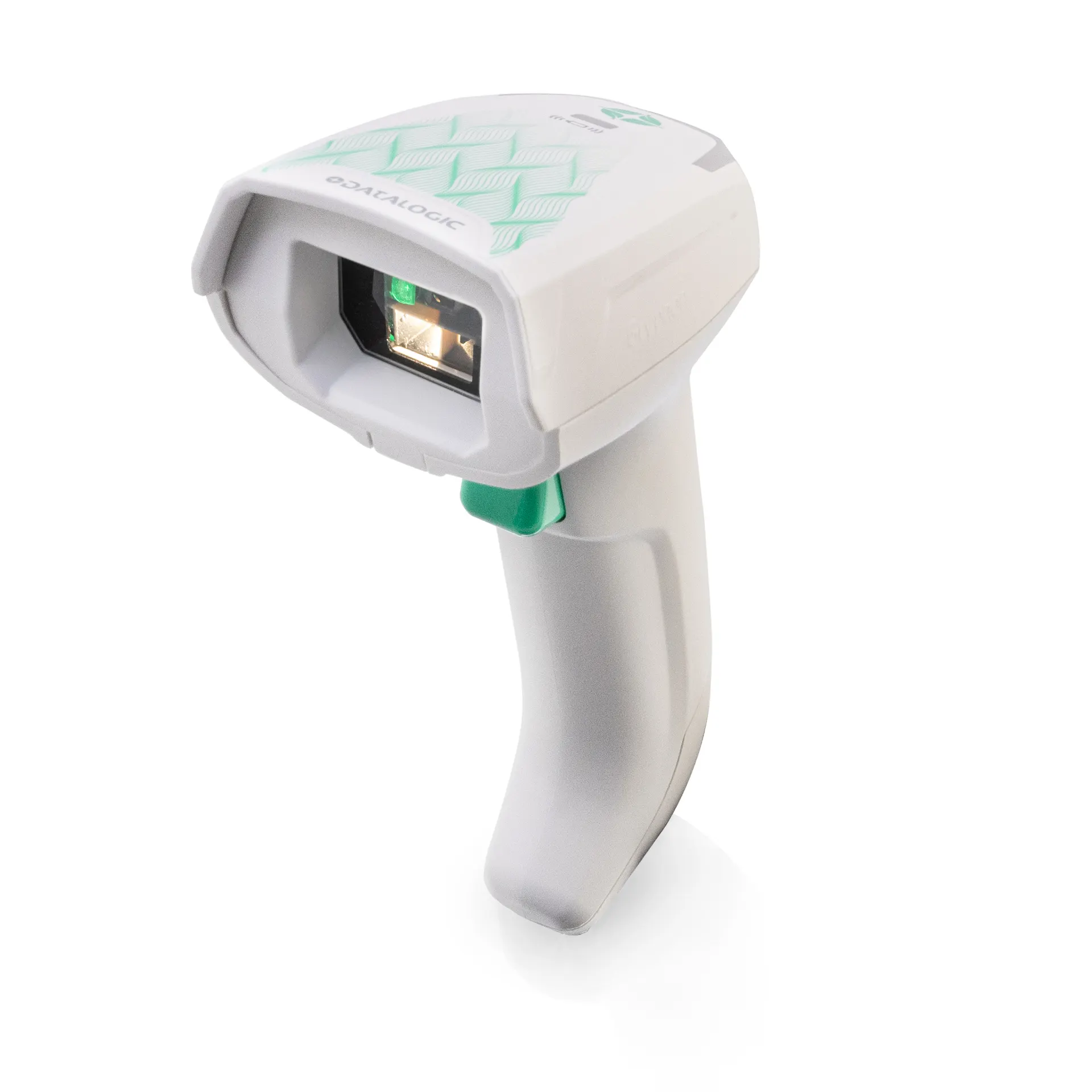 Barcode Scanner Datalogic Gryphon GBT4600-HC GM4600-HC seitliche Frontansicht rechts mit Scanlicht