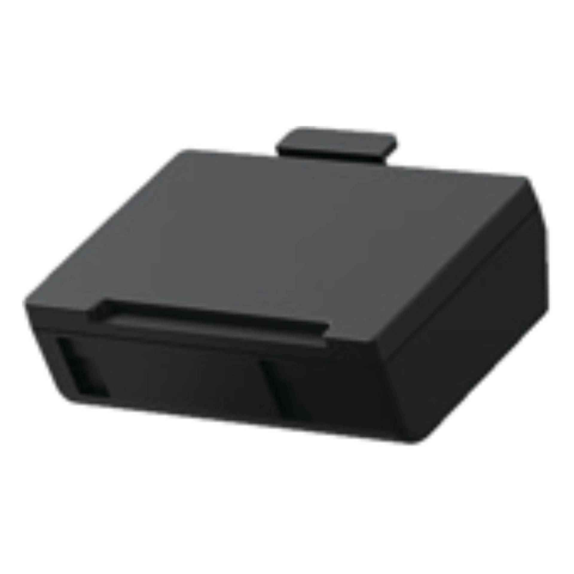 Etikettendrucker TSC Alpha-30L – rechteckiger Ersatzakku im schwarzen Gehäuse, Ansicht schräg von oben