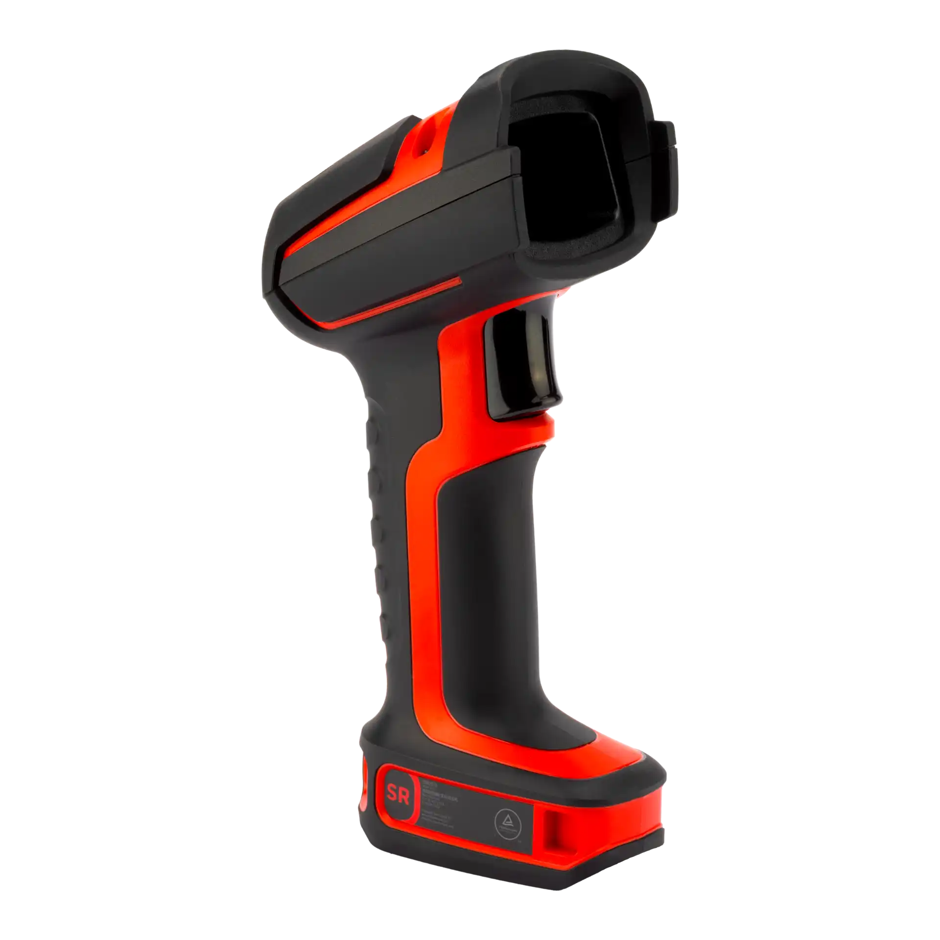 Barcode-Scanner Honeywell Granit Ultra 2105i SR – schräge Frontansicht links mit Scannerfenster, Auslöser, Schutzgehäuse und strukturiertem Griff.
