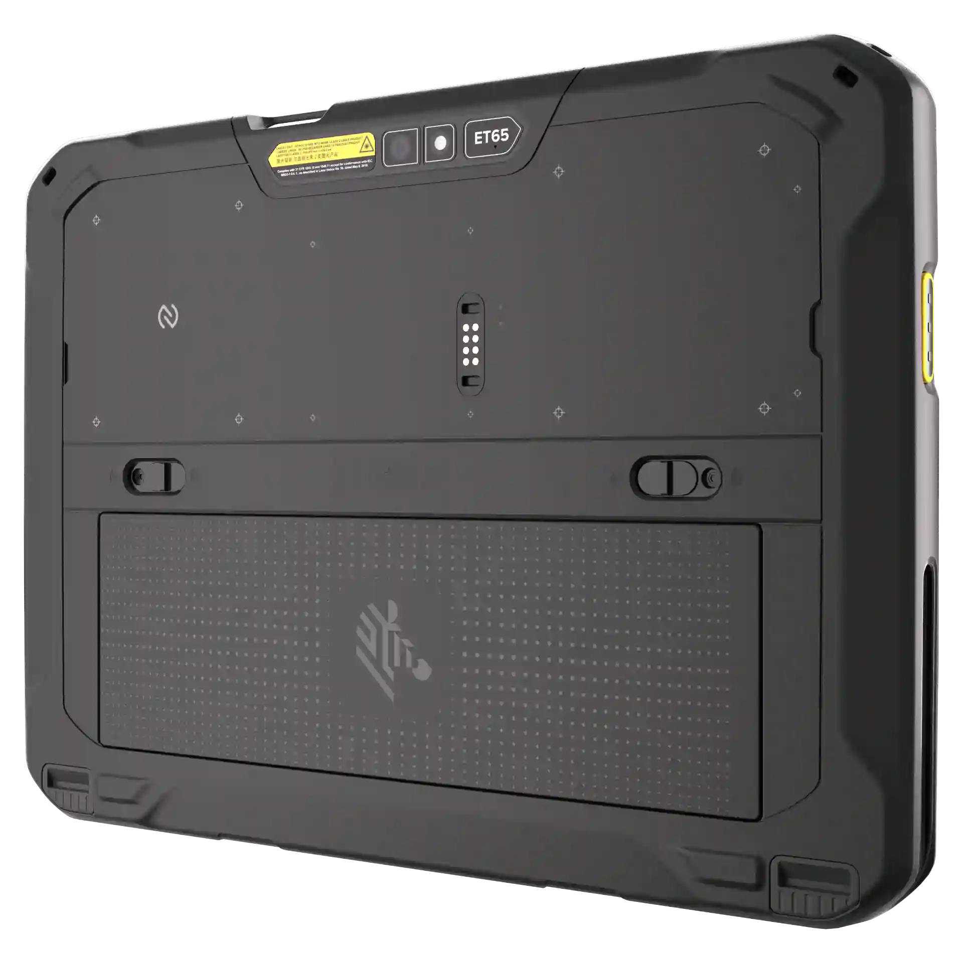 Tablet Zebra ET65 – Rückseite rechts mit Kamera, Scannermodul, Tasten und Abdeckung