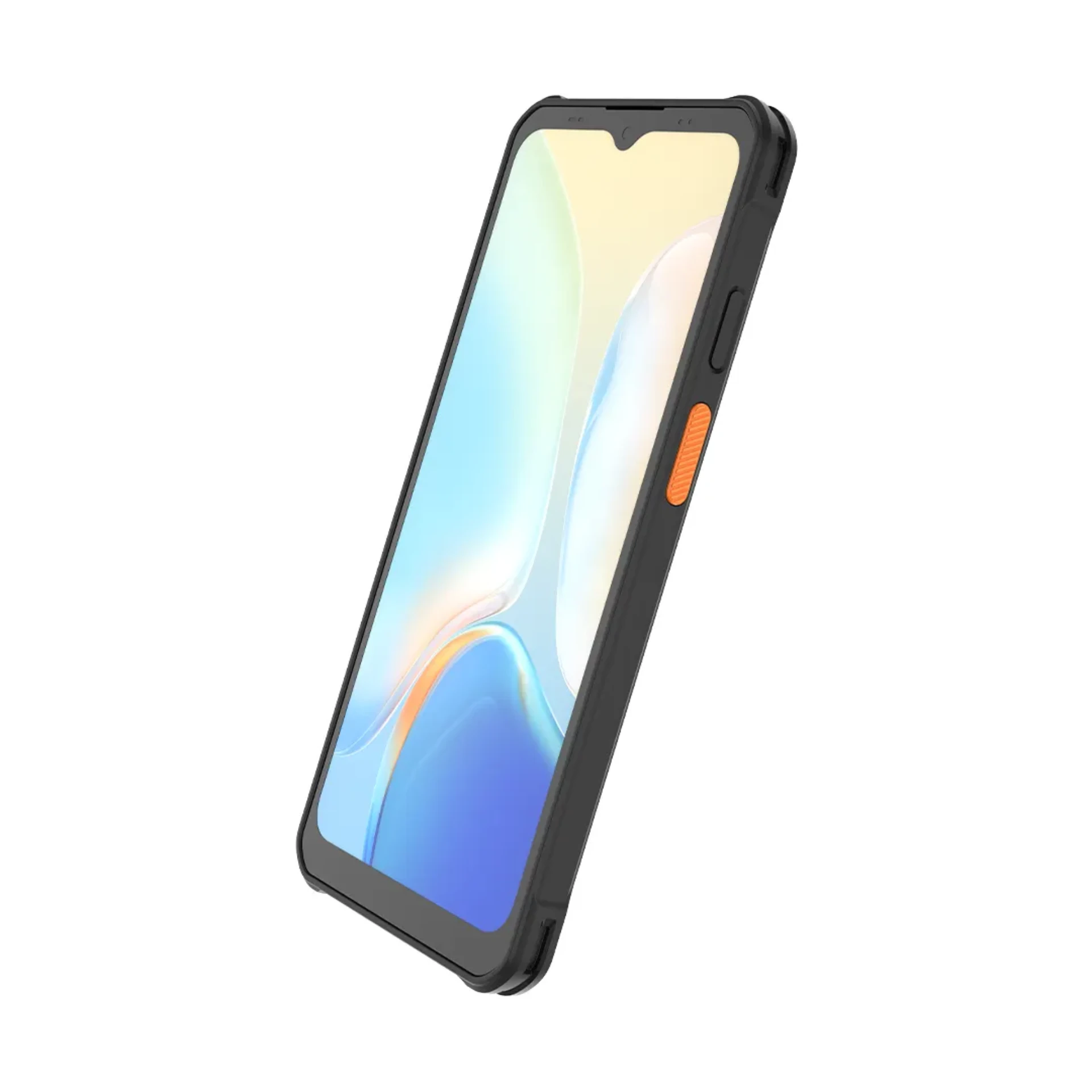 MDE-Gerät Urovo DT630 schräg nach rechts gekippt, Front mit aktivem Display, rechte Seite mit Tastenleiste