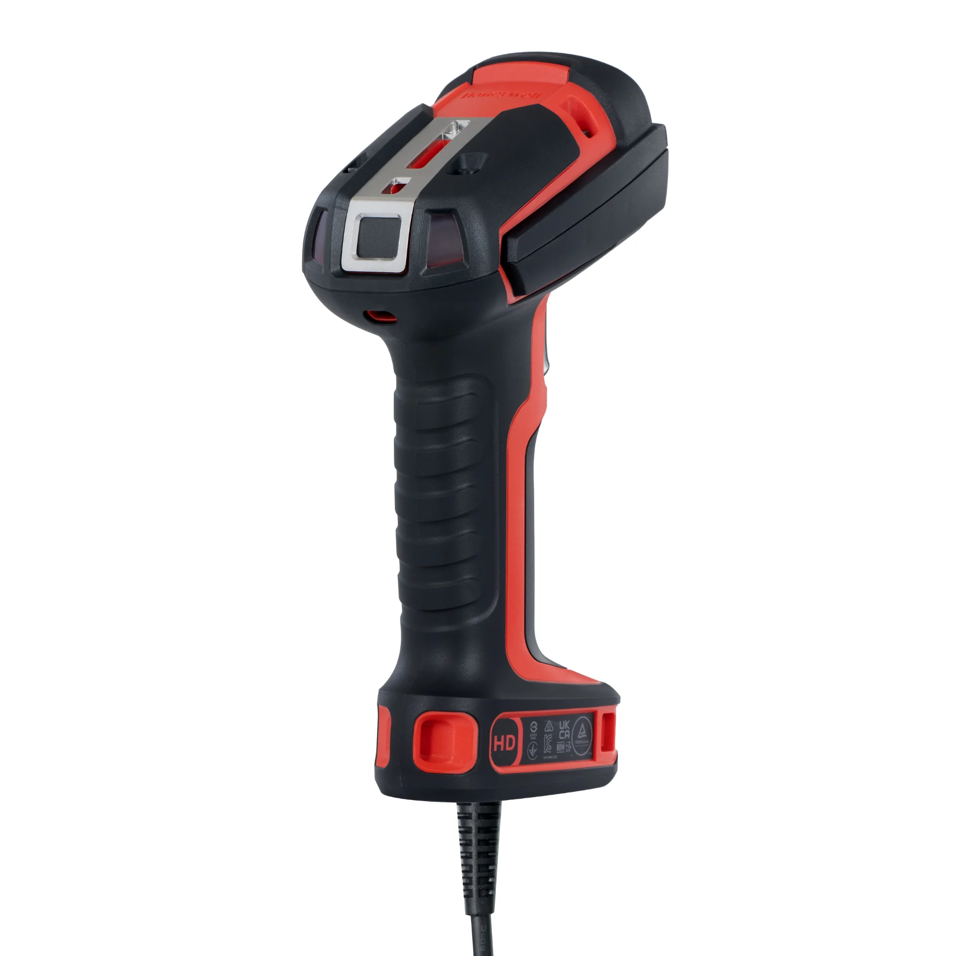 Barcode-Scanner Honeywell Granit Ultra 2100iHD – schräge Rückansicht rechts mit Kabel
