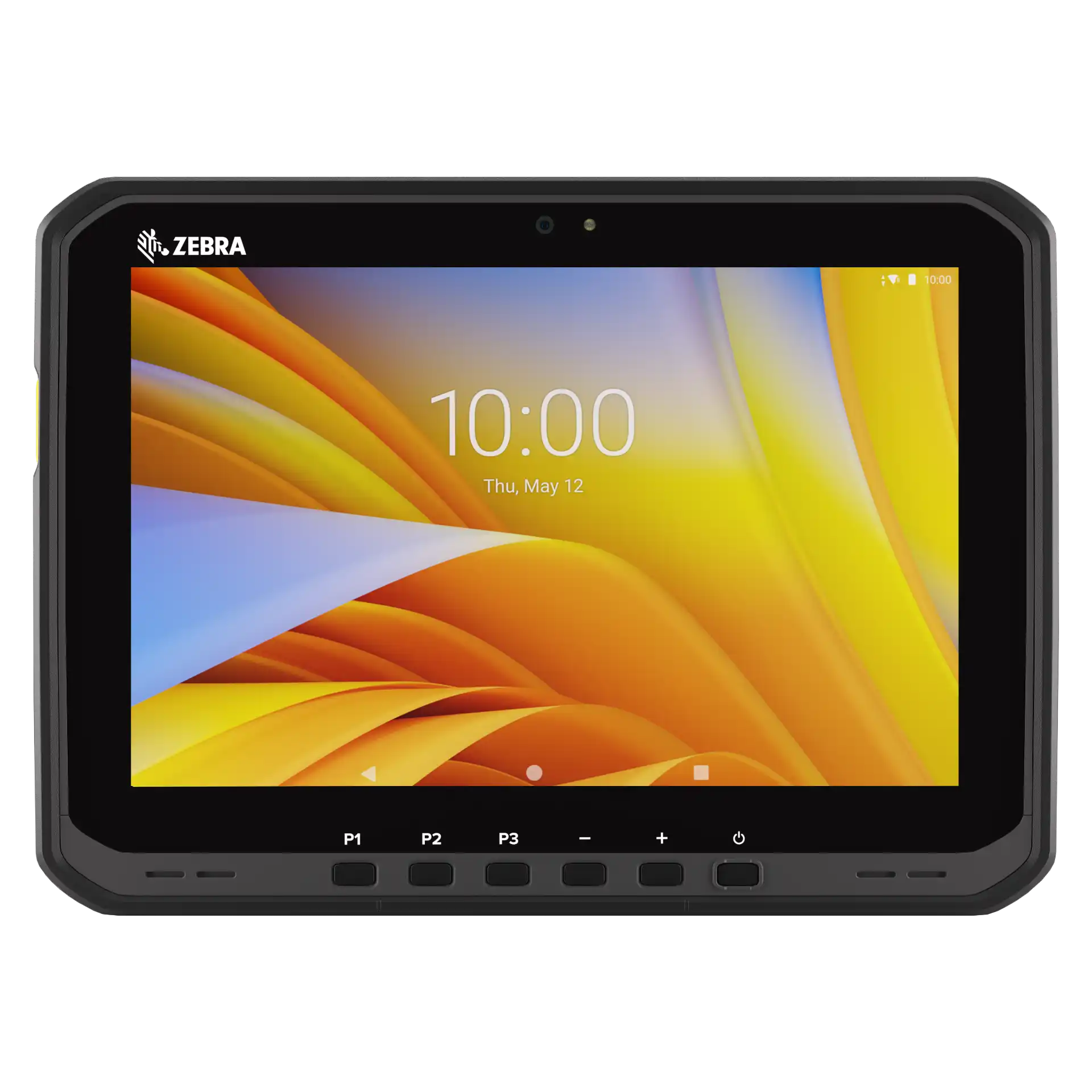 Tablet Zebra ET60 – Frontansicht mit aktivem Display, Kamera und Bedientasten