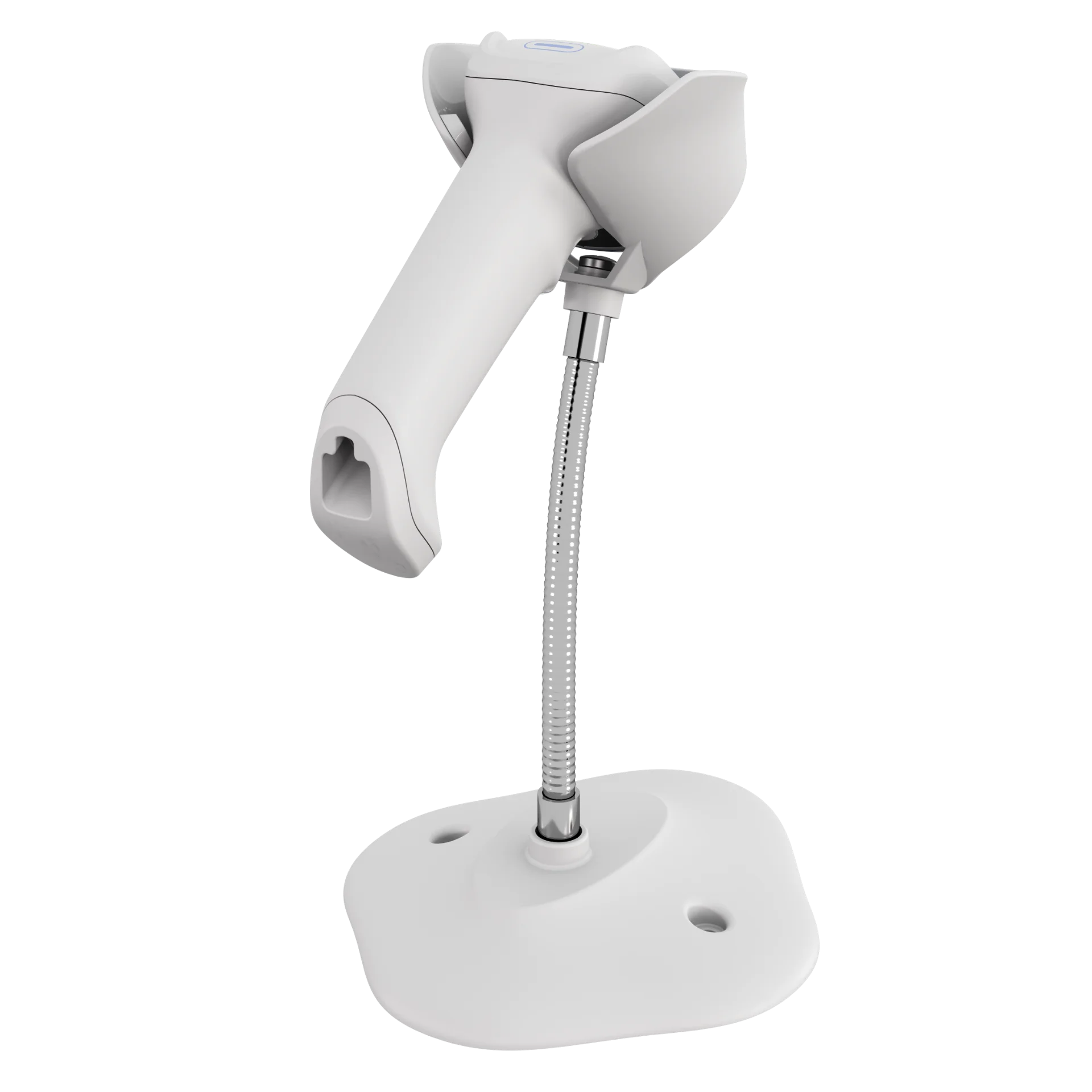Barcode Scanner Zebra DS8208-HC in Rückansicht rechts auf flexiblem Schwanenhals-Intellistand