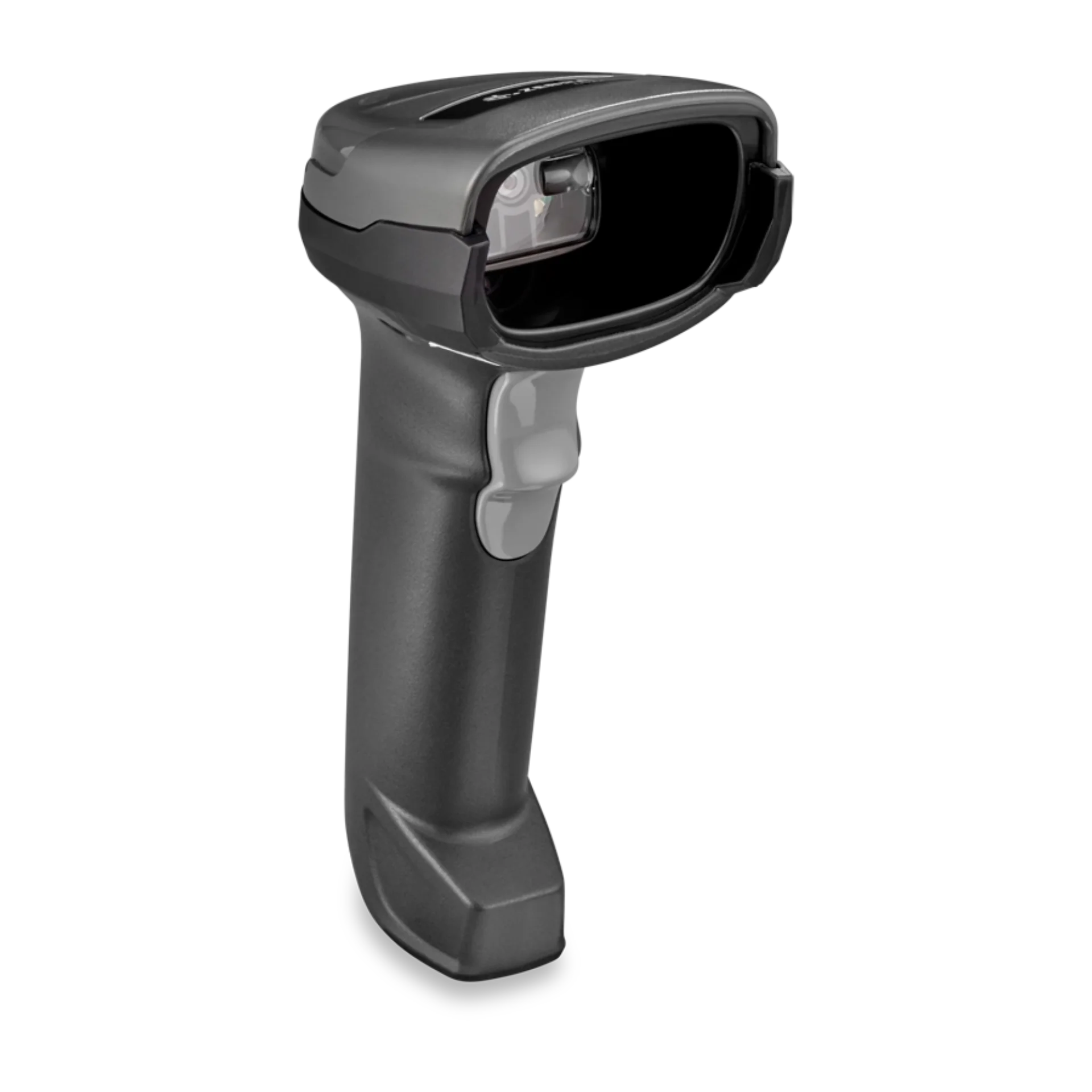 Barcode Scanner Zebra DS2278 schwarz – linke Frontansicht mit Scanfenster, Auslöser und Griff