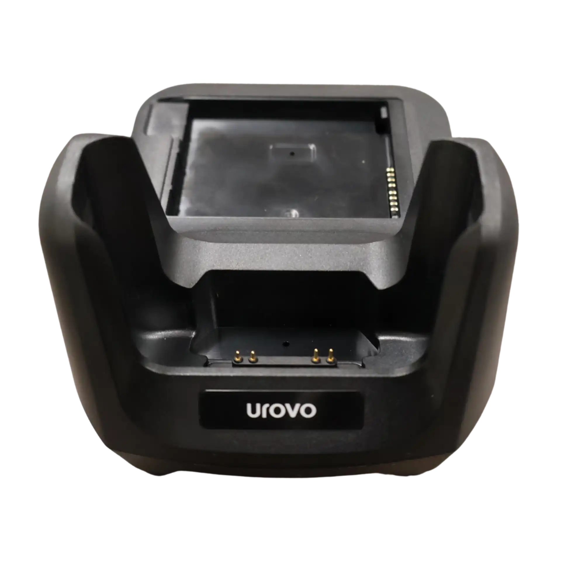 Urovo DT66 Ladestation für MDE Gerät, Vorderansicht von oben, Kontakte für Akku sichtbar