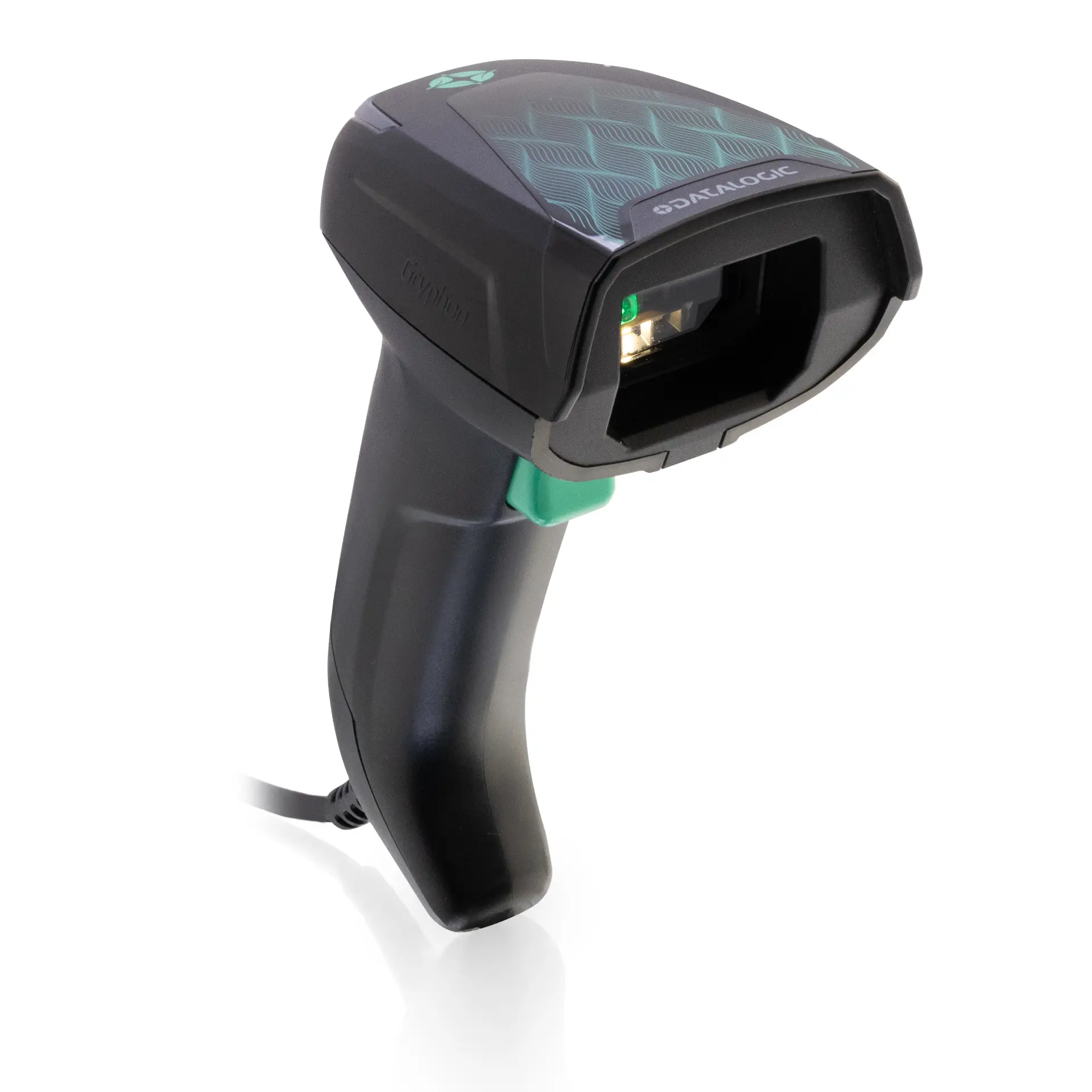 Barcode Scanner Datalogic Gryphon GD4600 seitliche Frontansicht rechts mit Scanlicht