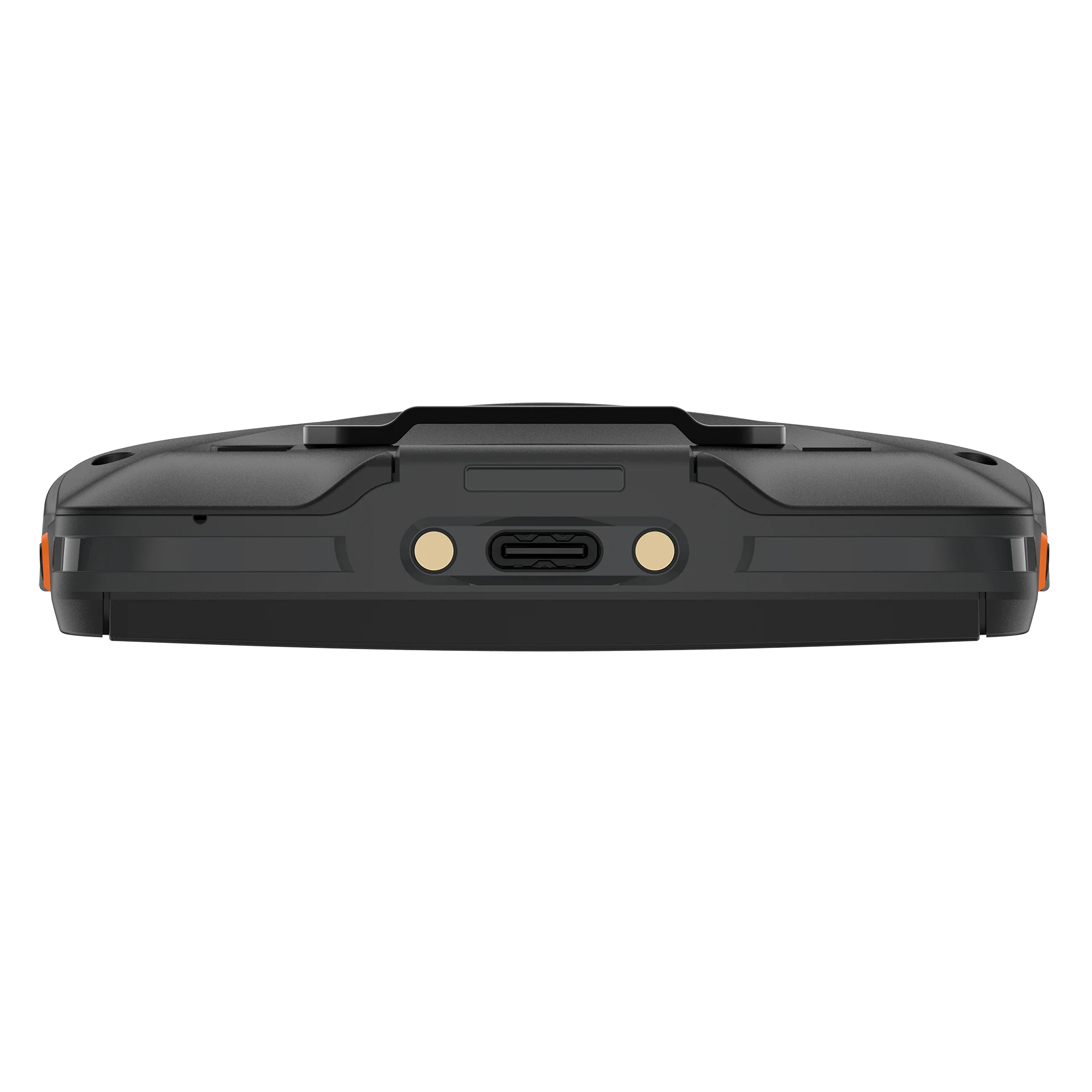 Urovo DT50 MDE Gerät Unteransicht, zeigt USB-Anschluss und Ladekontakte des Handheld-Scanners