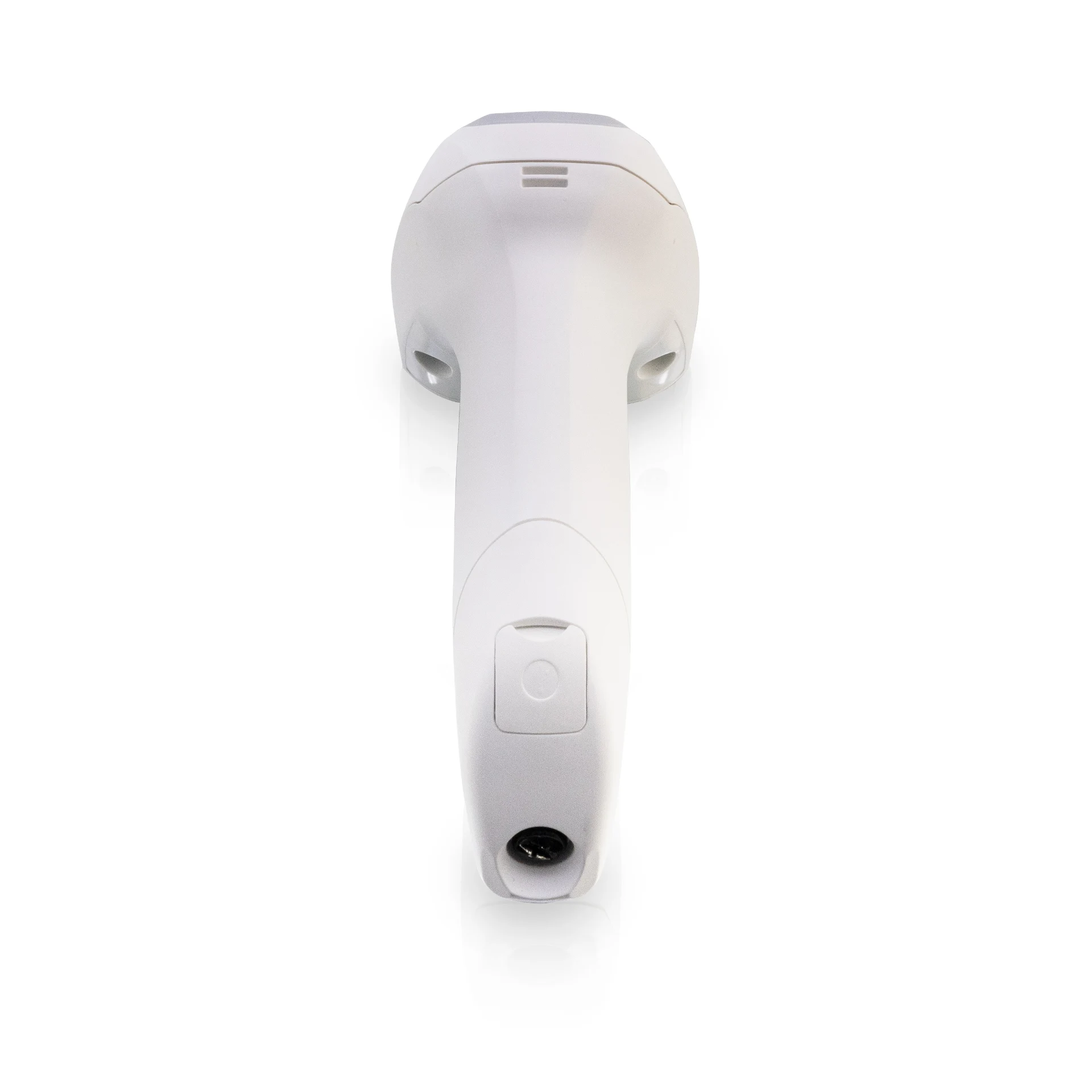 Barcode Scanner Datalogic Gryphon GBT4600-HC GM4600-HC – Rückansicht von unten, Griffende mit USB-Symbol und Anschluss