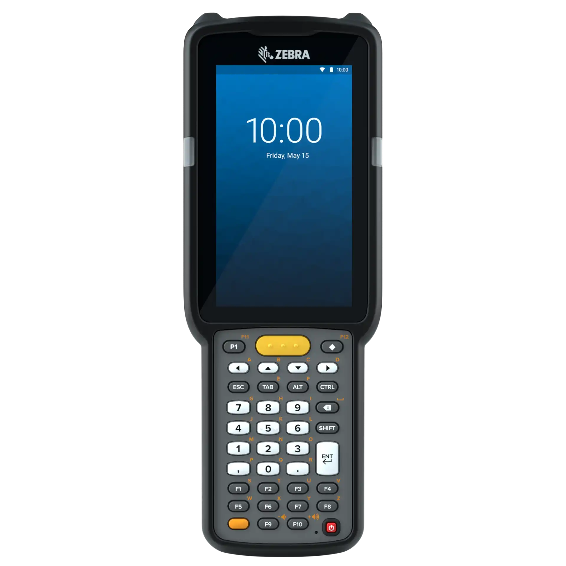 MDE-Gerät Zebra MC3300x – Frontansicht mit eingeschaltetem Display und 38‑Tasten‑Keypad