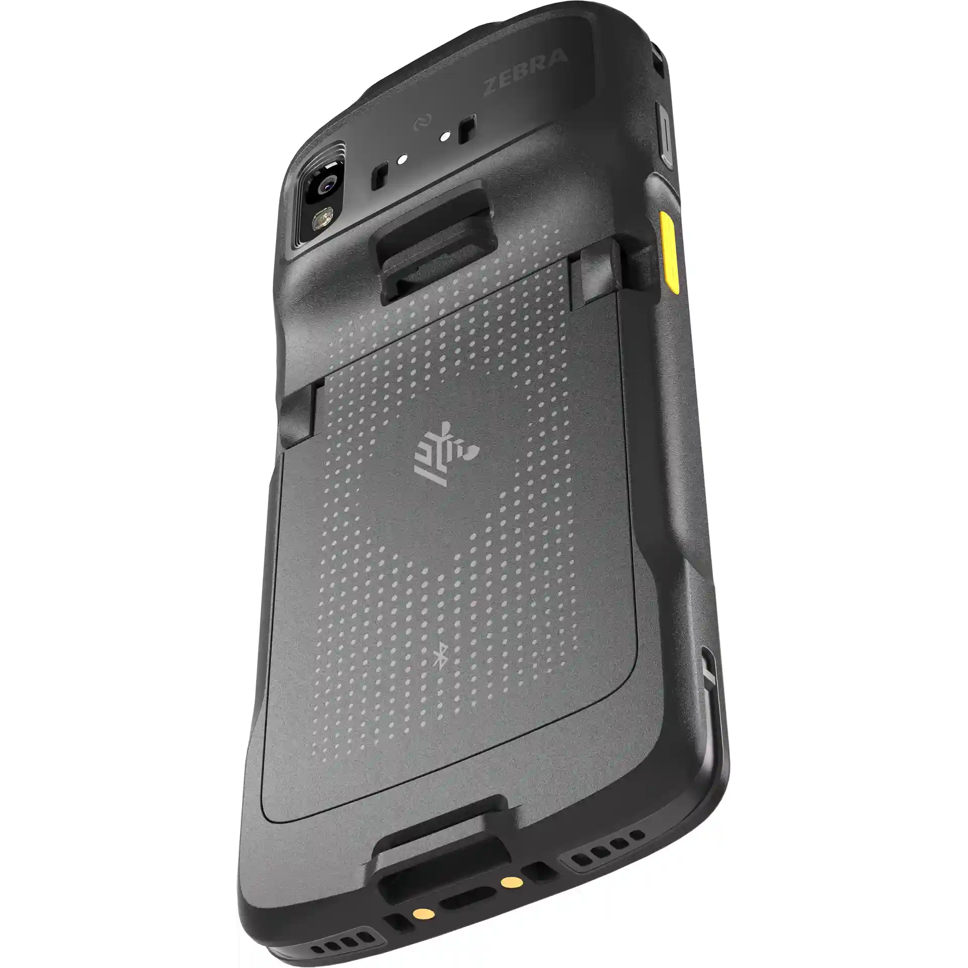 Zebra TC22/TC27 MDE Gerät, Rückansicht rechts, Kamera, LED und Rückseite mit Zebra-Logo und Anschlüssen.