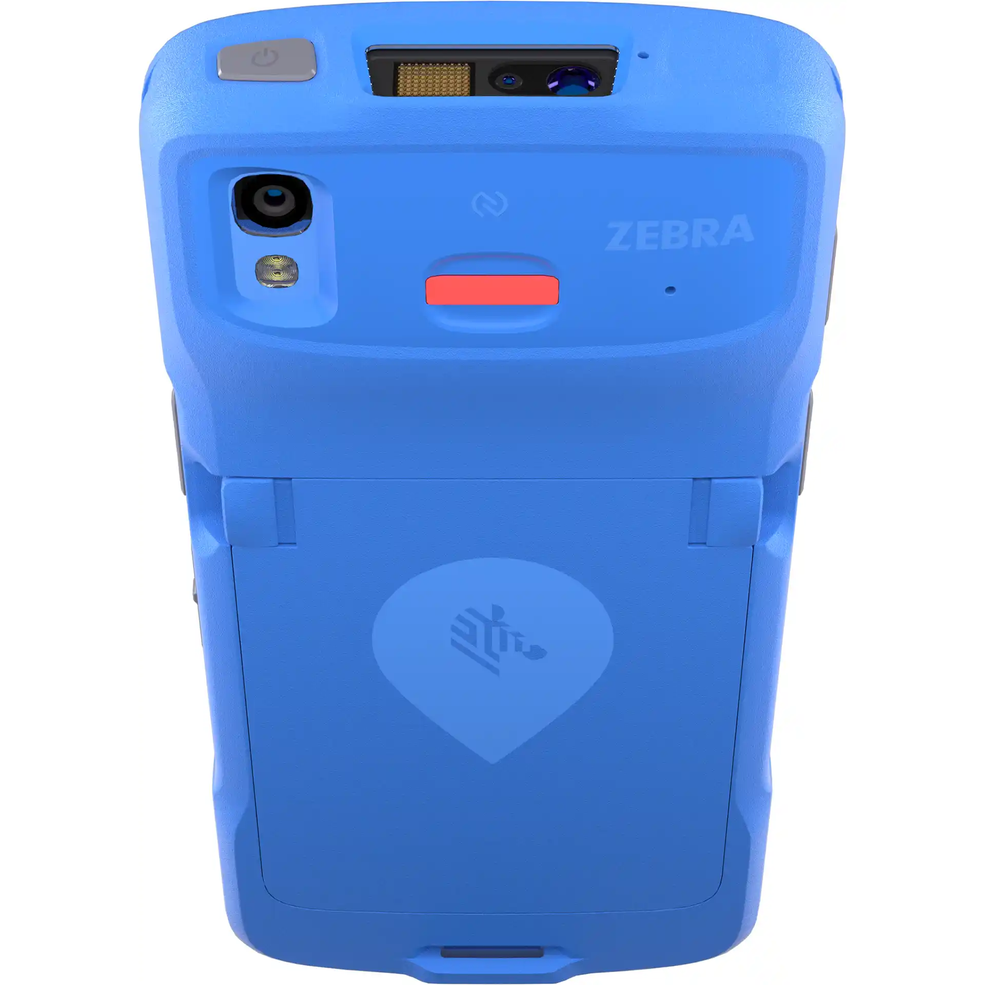 Zebra HC20/HC25/HC50/HC55 MDE Gerät, Rückseite oben, Scanmodul, Kamera, Blitz und Tasten gut erkennbar.