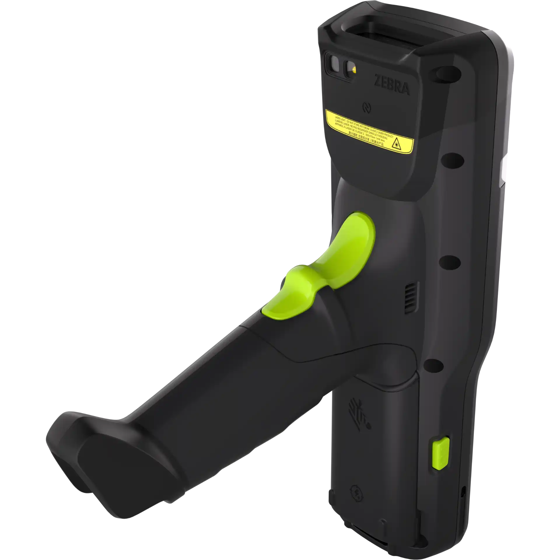 MDE Gerät Zebra MC3400/MC3450 mit Pistolengriff seitliche rechte Rückansicht rechts, Kamera, Griff sichtbar.