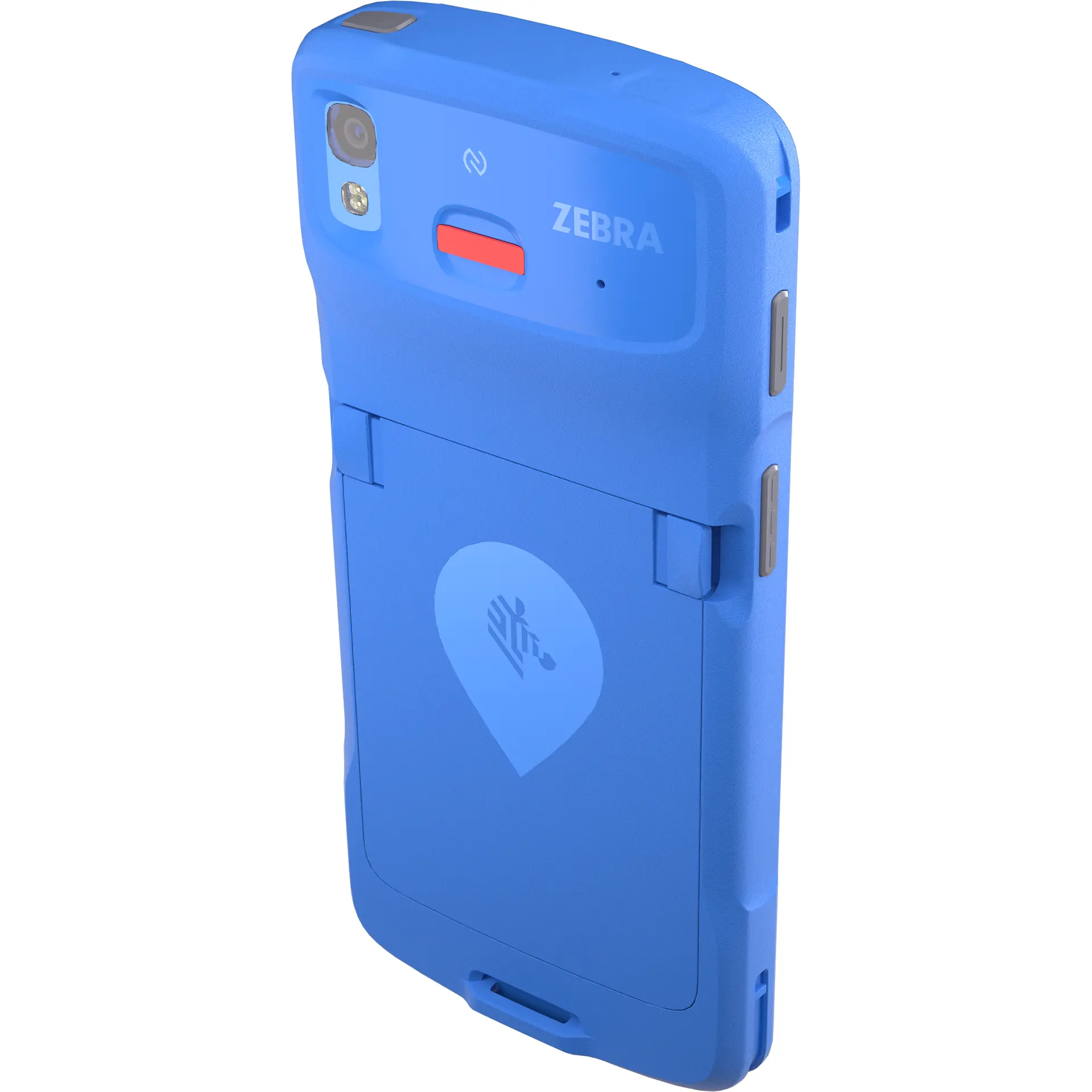 Zebra HC20/HC25/HC50/HC55 MDE Gerät, rechte Rückseite sichtbar, Kamera, Scanmodul und Tasten.